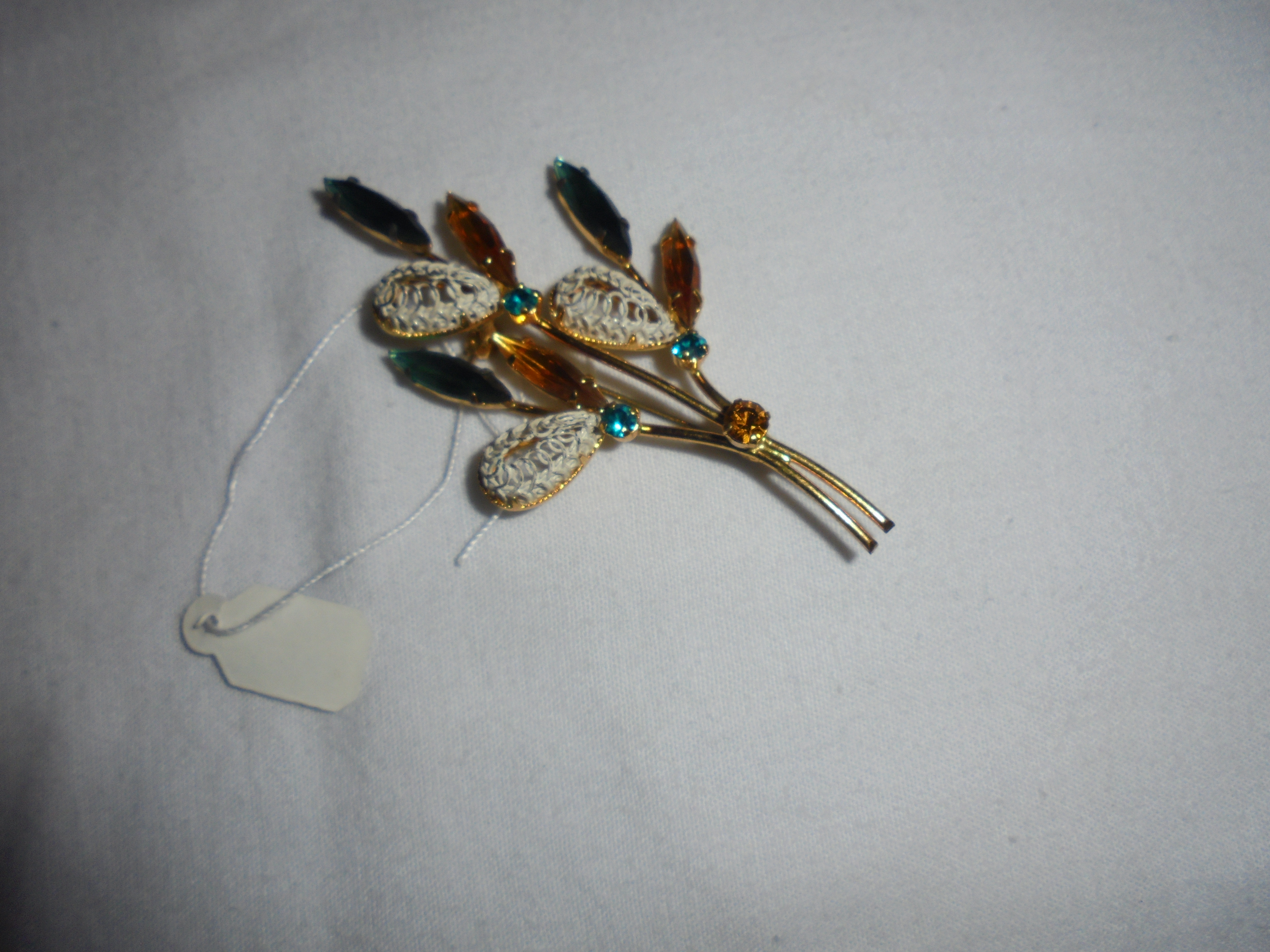 Signed Austria Floral Crystal Rhinestone Pin