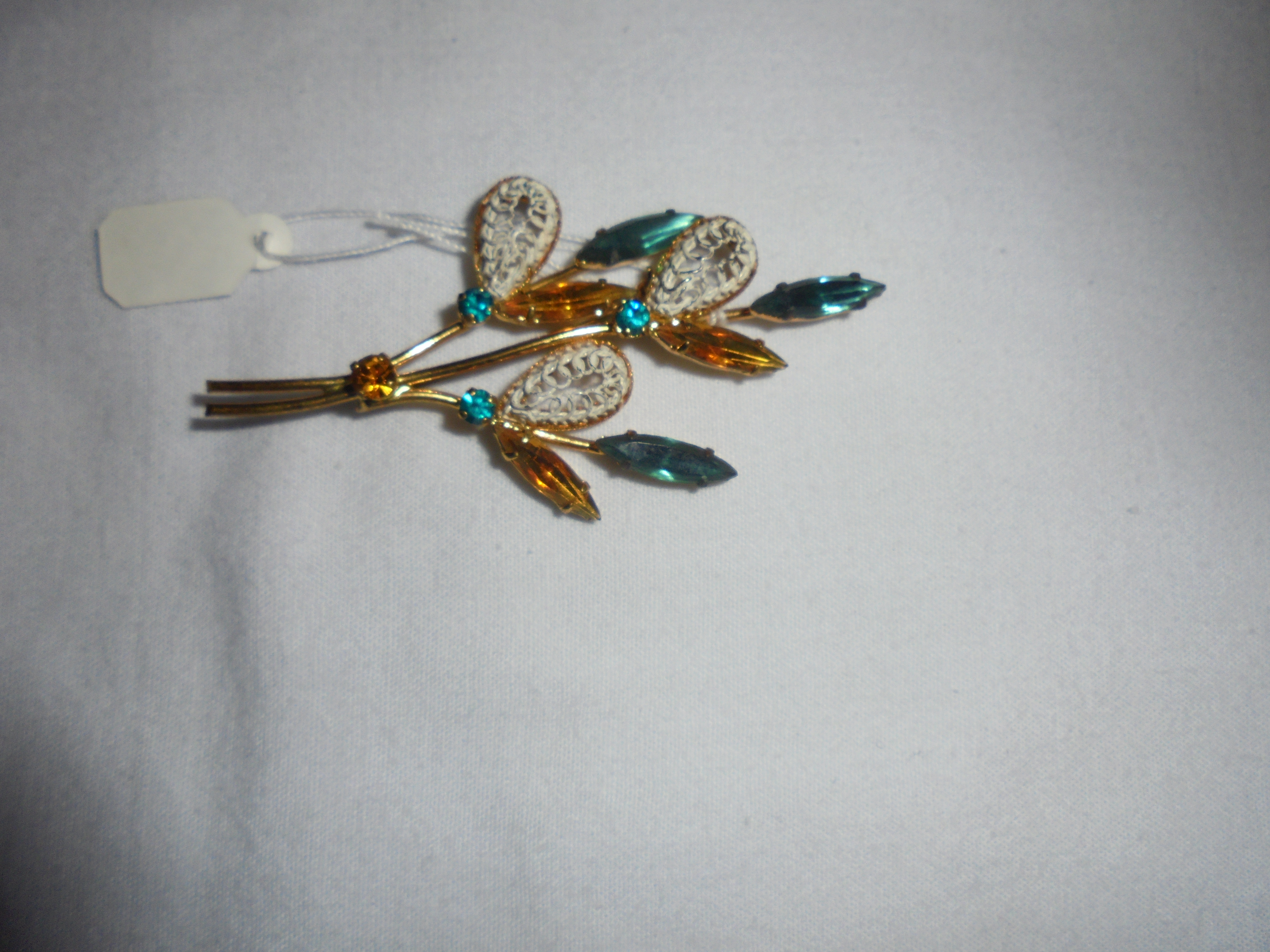 Signed Austria Floral Crystal Rhinestone Pin