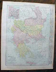 Map Russia & Balkan States 1912