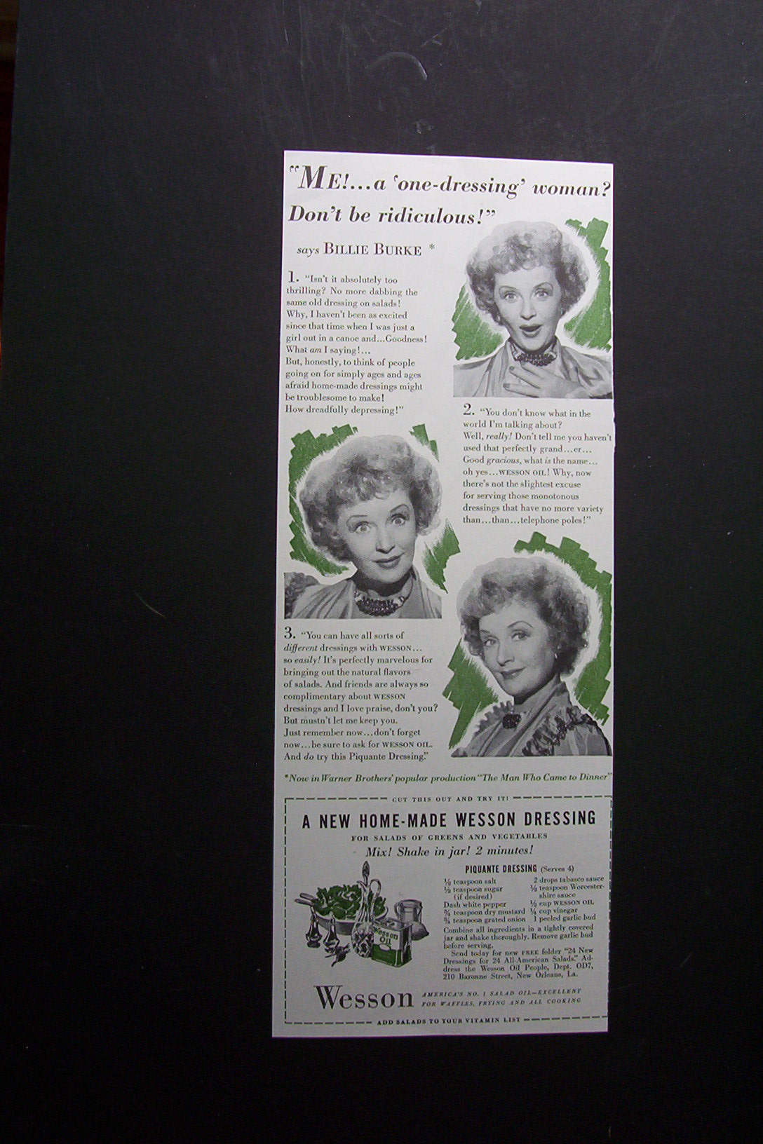 1941 Wesson Oil with Billie Burke
