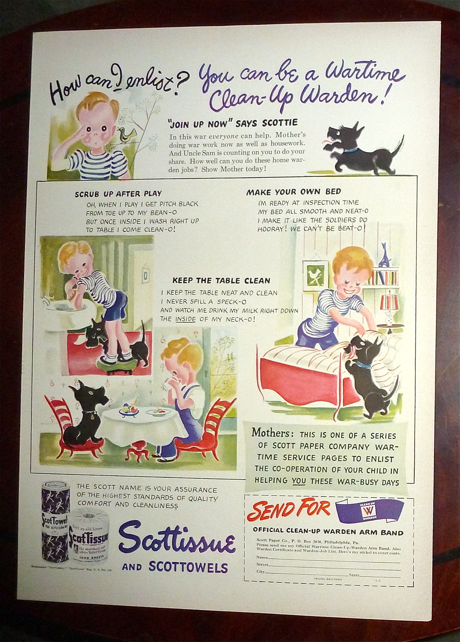 1942 Scottissue & Scottowels with Little Boy & His Dog