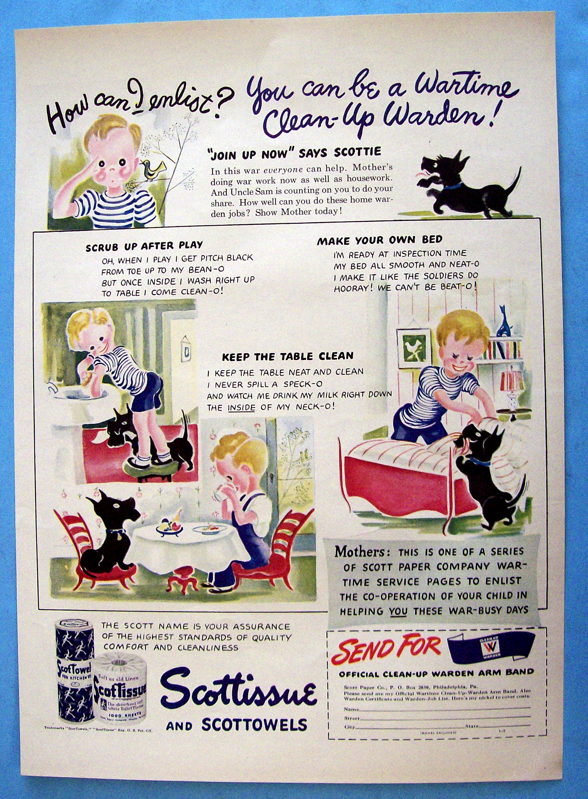 1942 Scottissue & Scottowels with Little Boy & His Dog