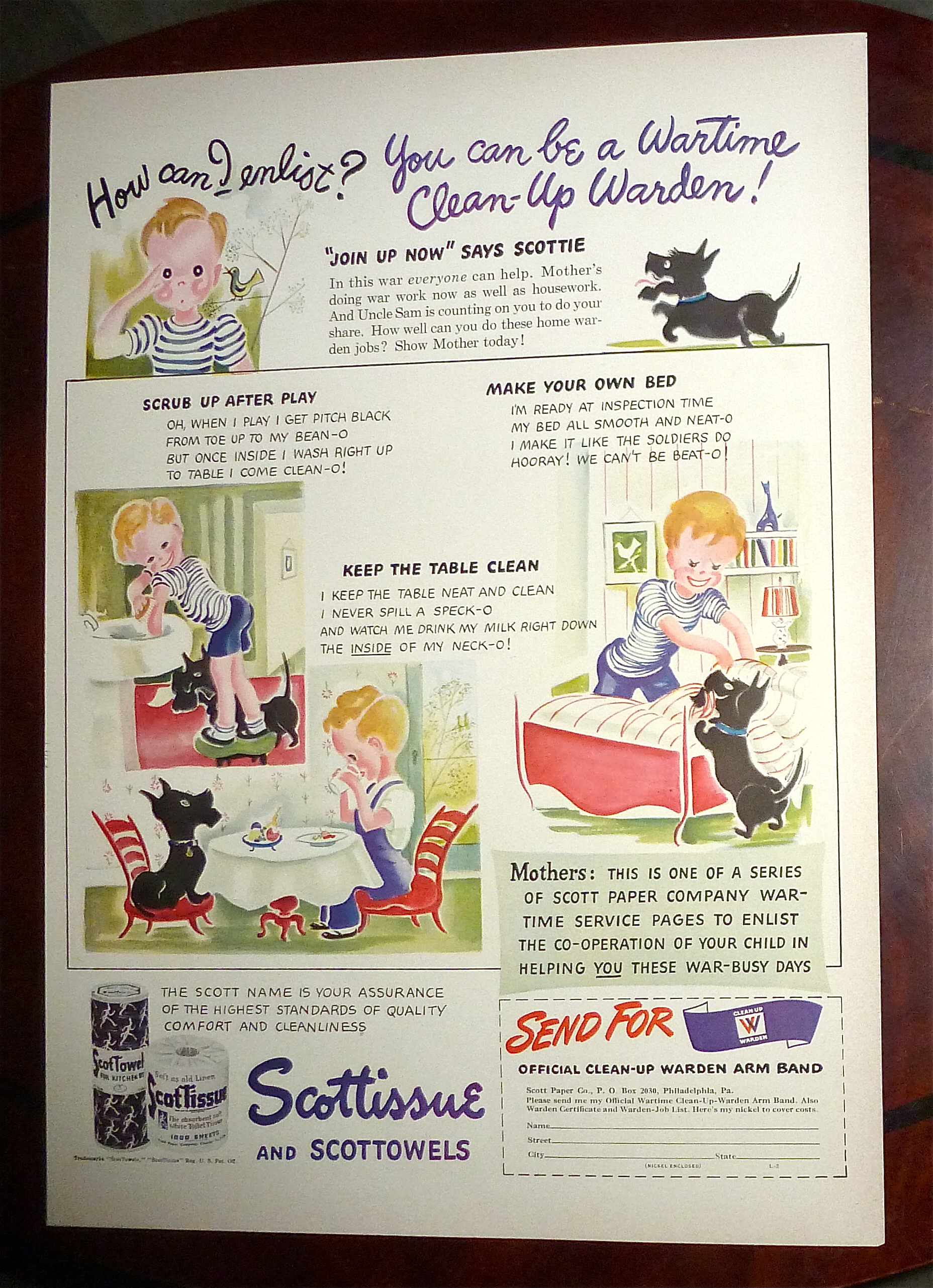 1942 Scottissue & Scottowels with Little Boy & His Dog
