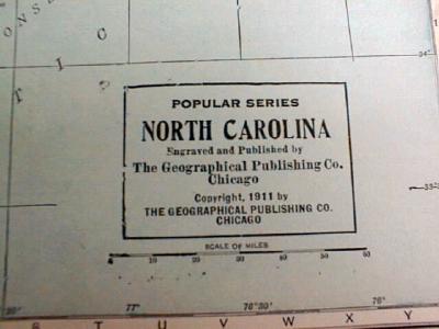 1911 Map of North & South Carolina
