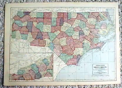 1911 Map of North & South Carolina