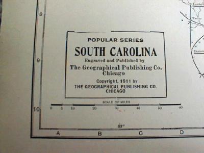 1911 Map of North & South Carolina
