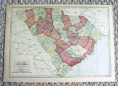 1911 Map of North & South Carolina