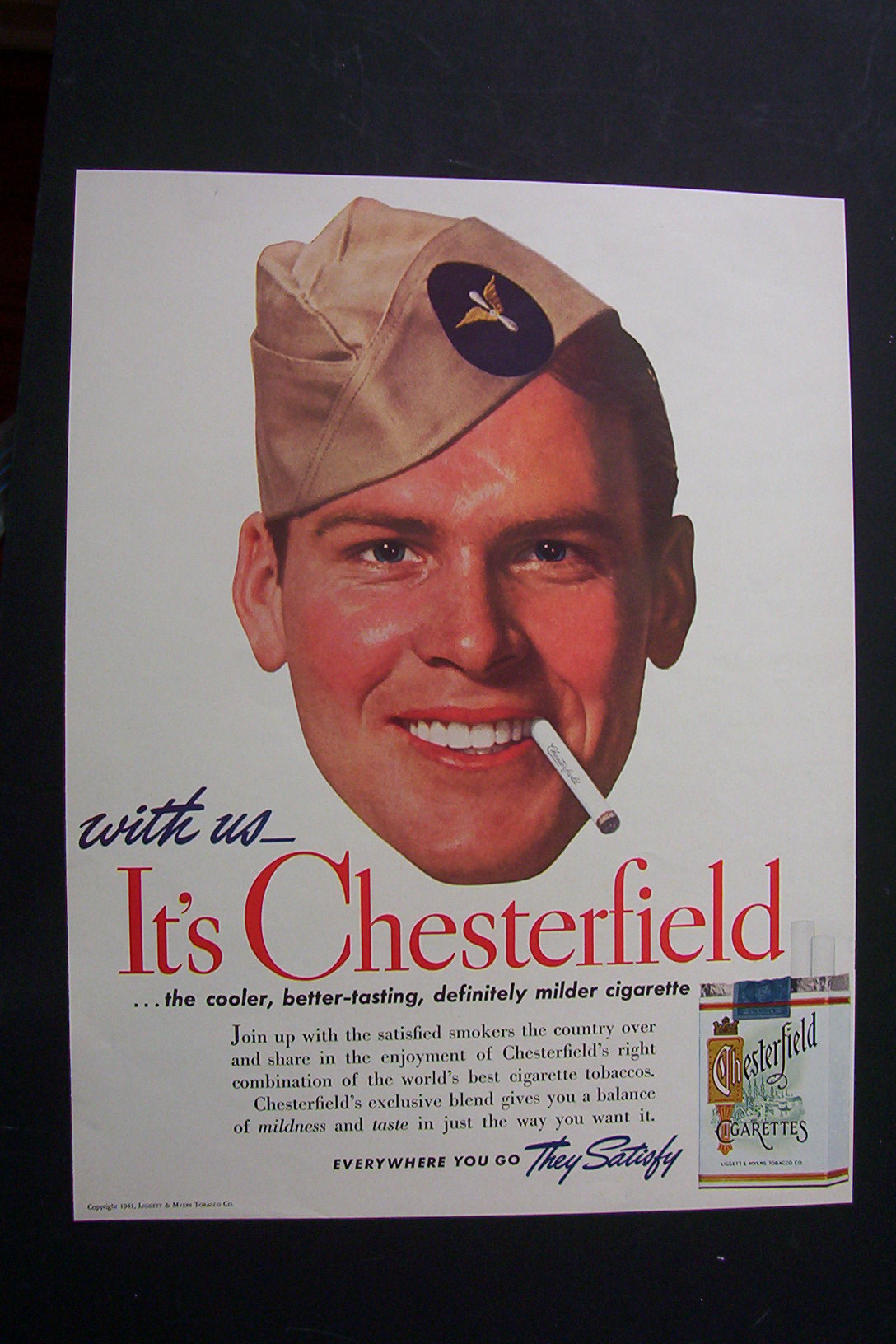 1941 Chesterfield Cigarettes with Soldier's Face