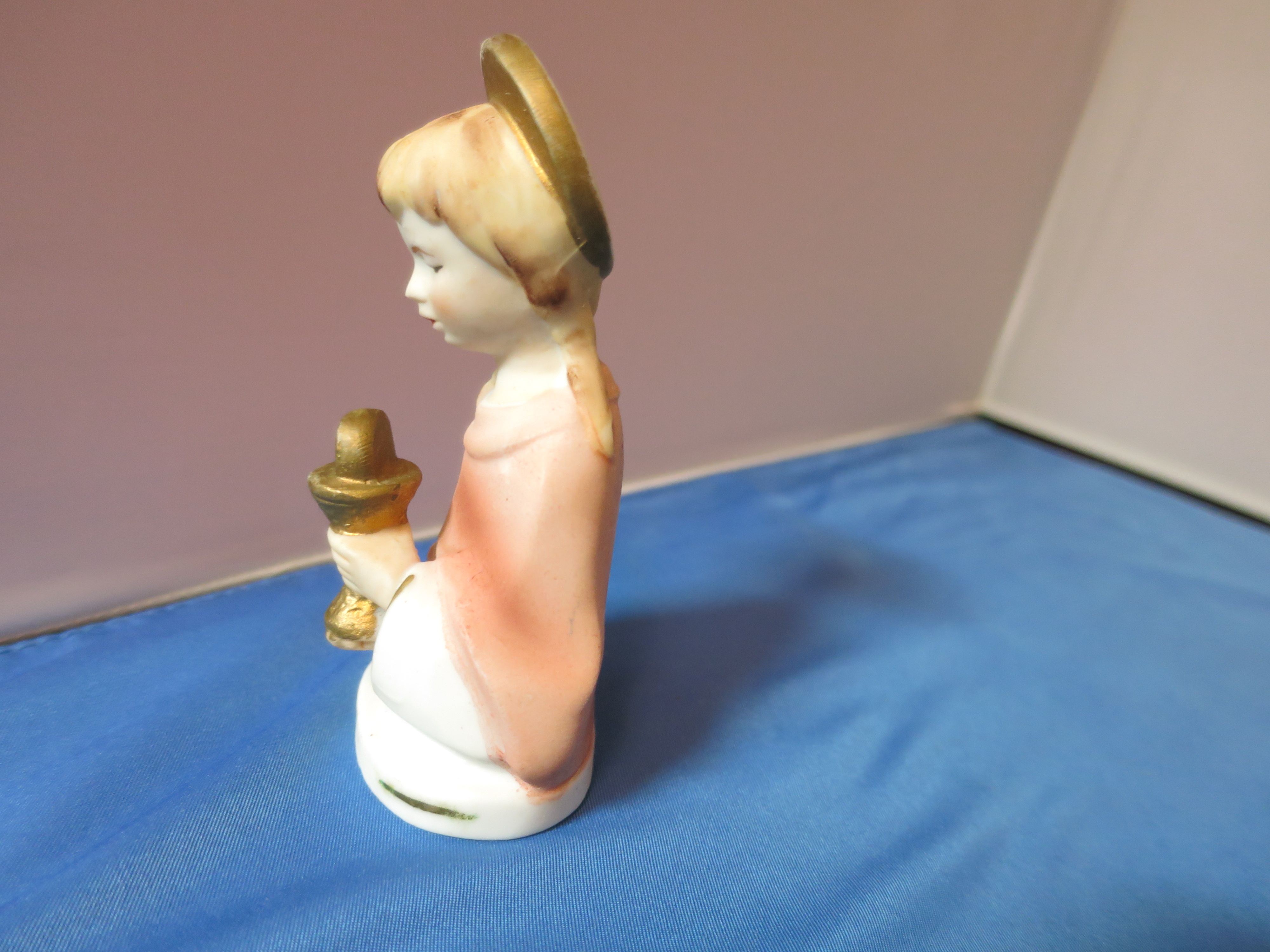 Communion religious Figurine girl holding JHS chalice