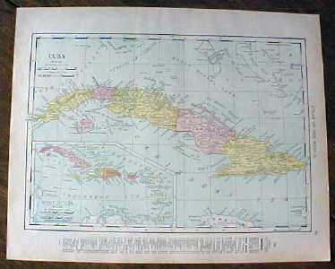 Map Cuba West Indies South America 1912