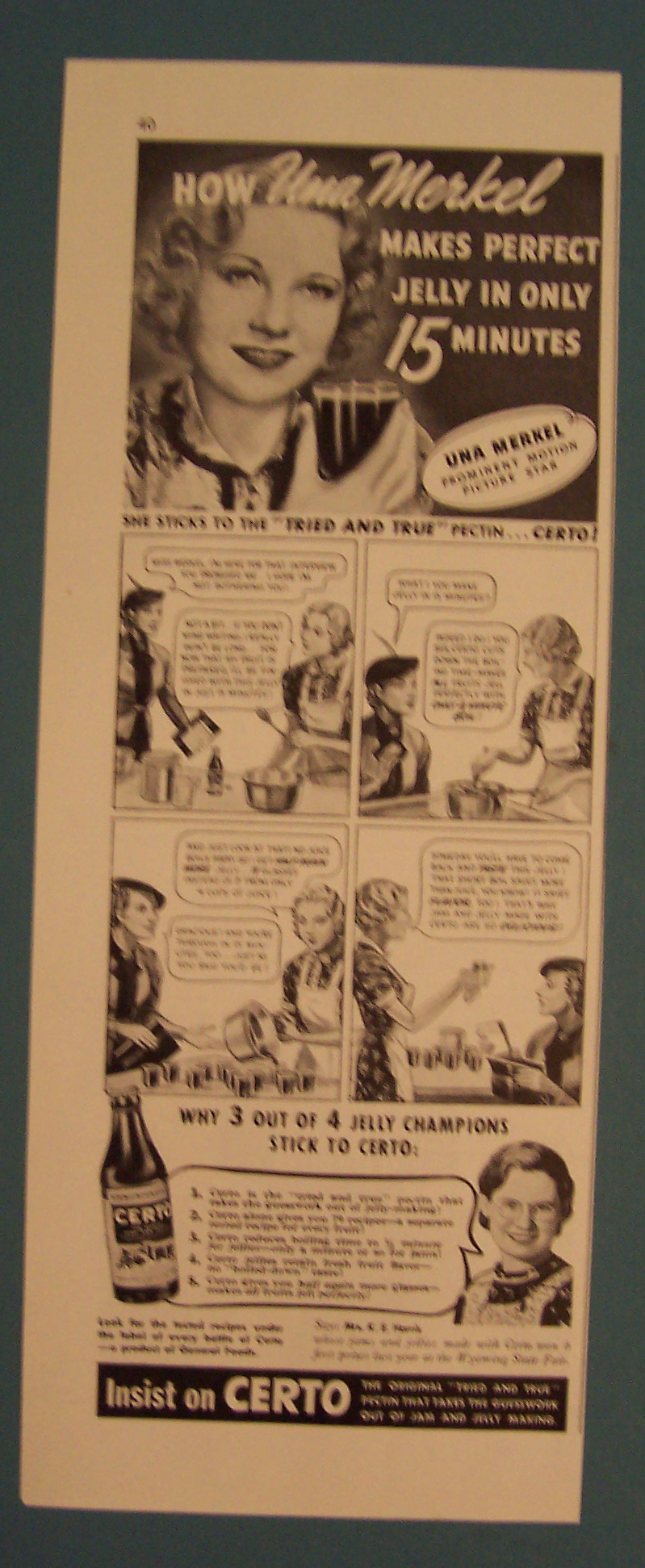 Vintage Ad: 1939  Certo with Una Merkel
