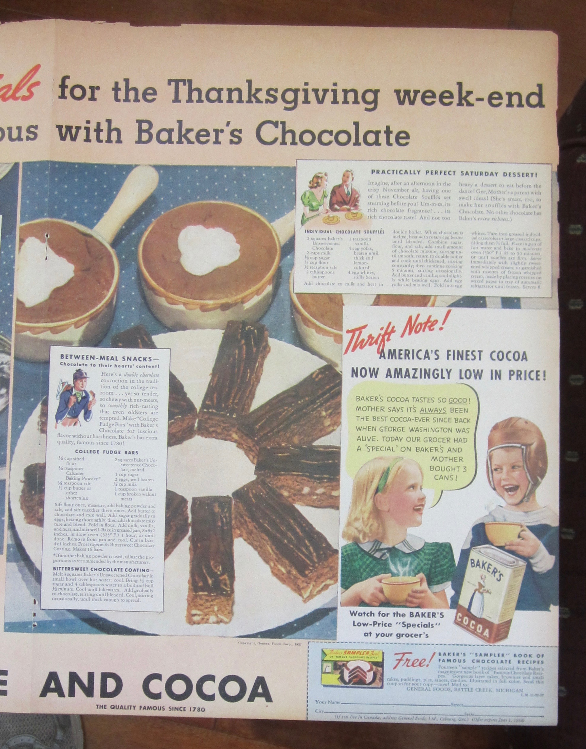 1937 Baker's Chocolate w/ Harvest Chocolate Layer Cake