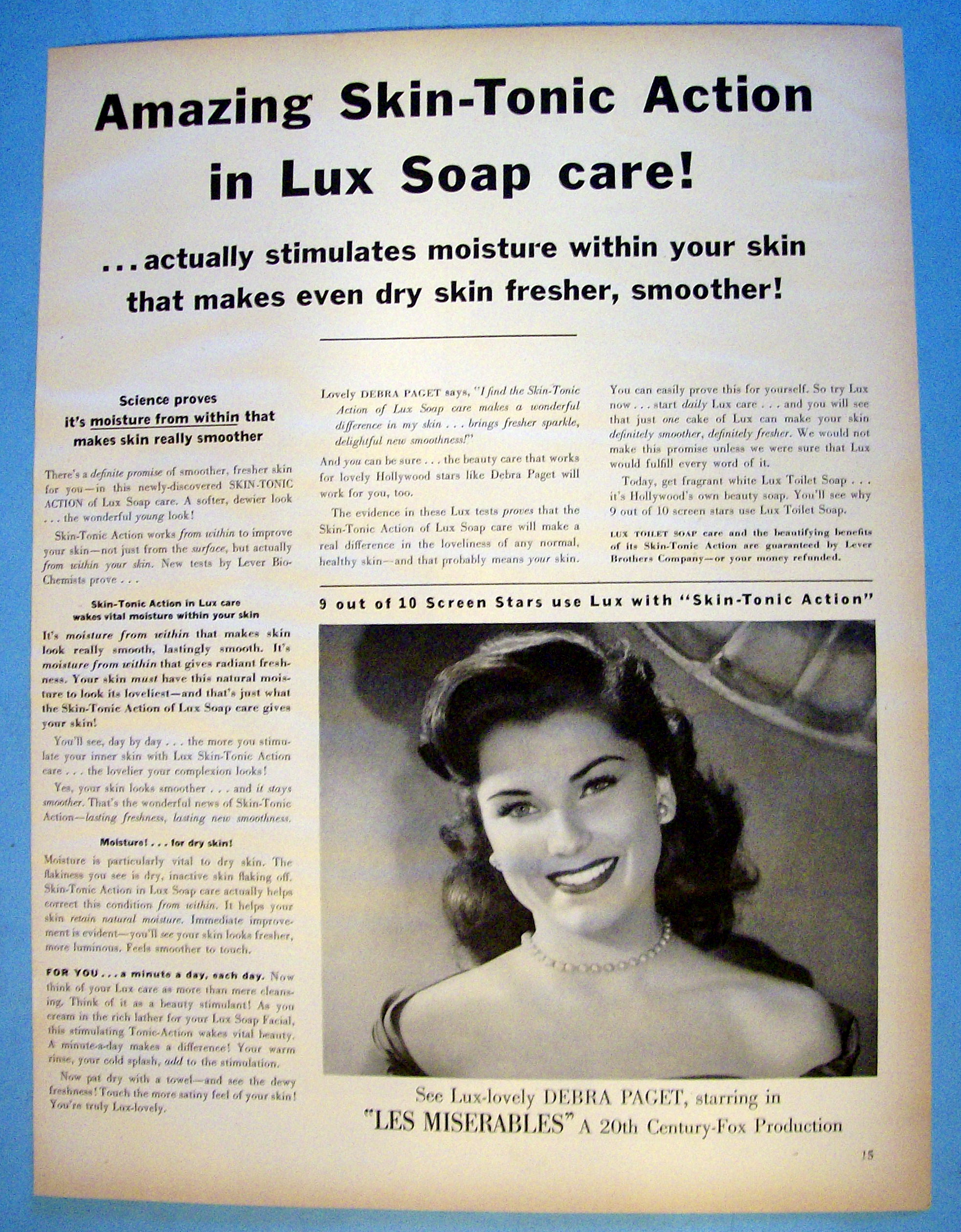 Vintage Ad: 1952 Lux Soap with Debra Paget