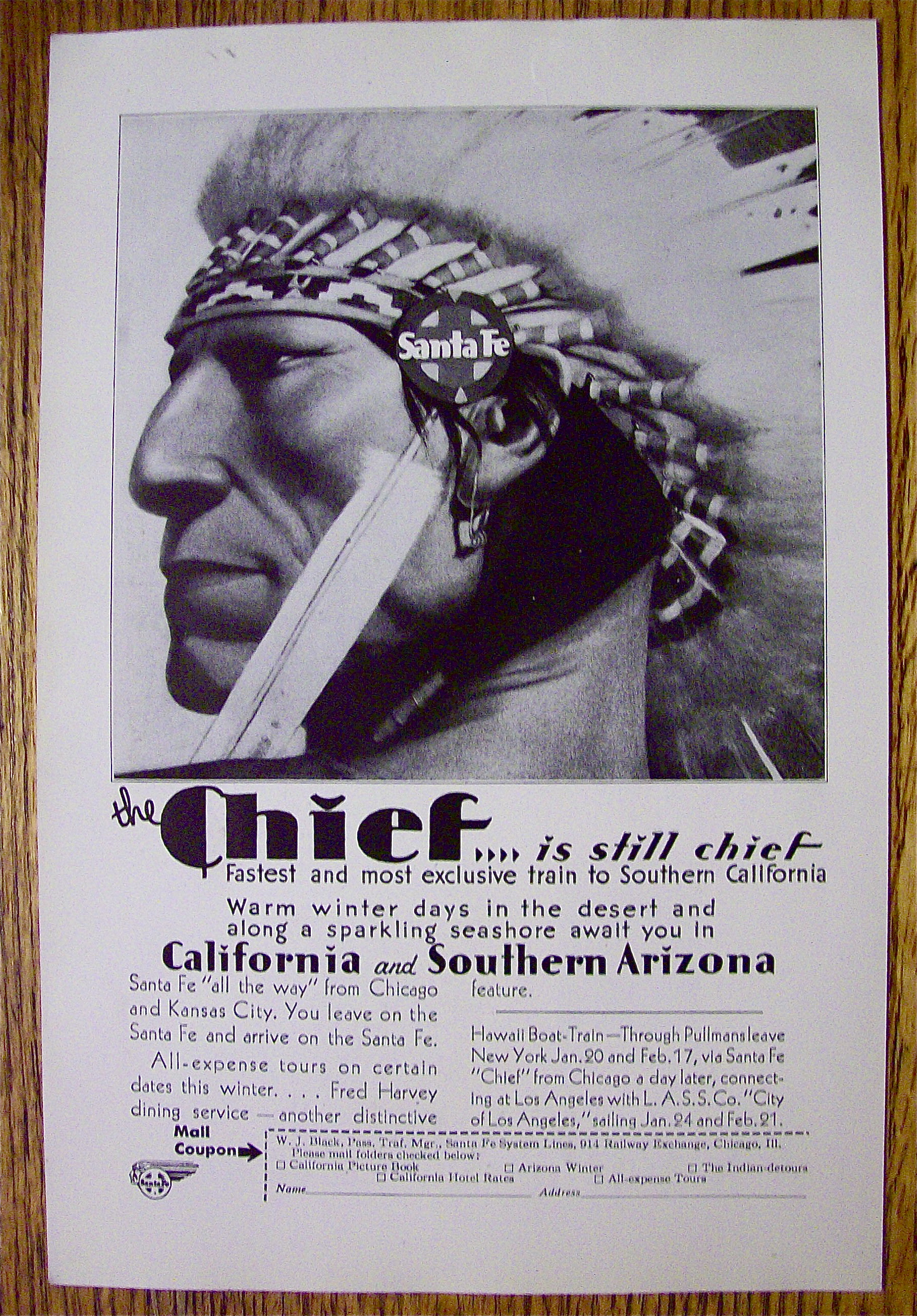 1930 Santa Fe (The Chief) with California & Arizona