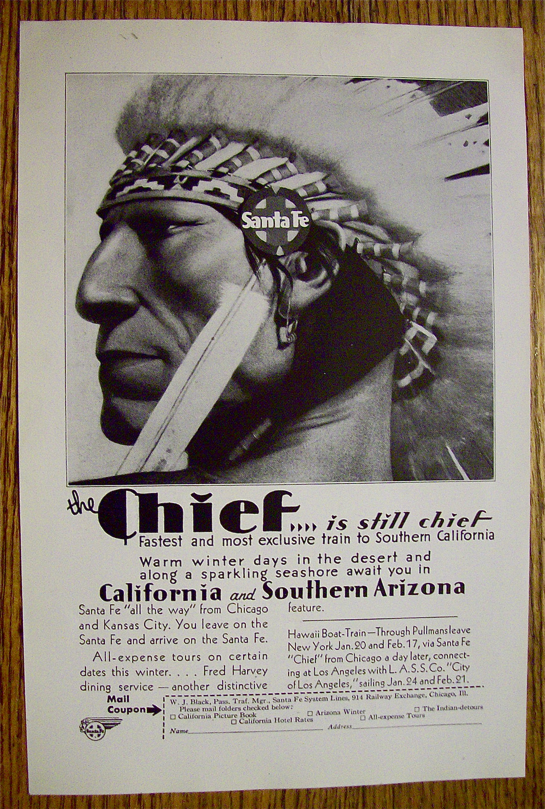 1930 Santa Fe (The Chief) with California & Arizona