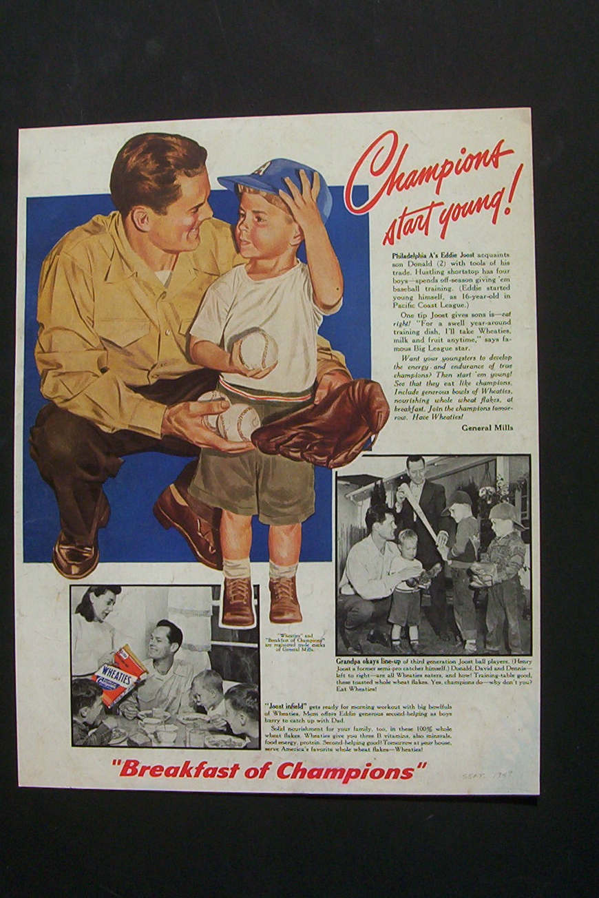 1949 Wheaties Cereal with Eddie Joost