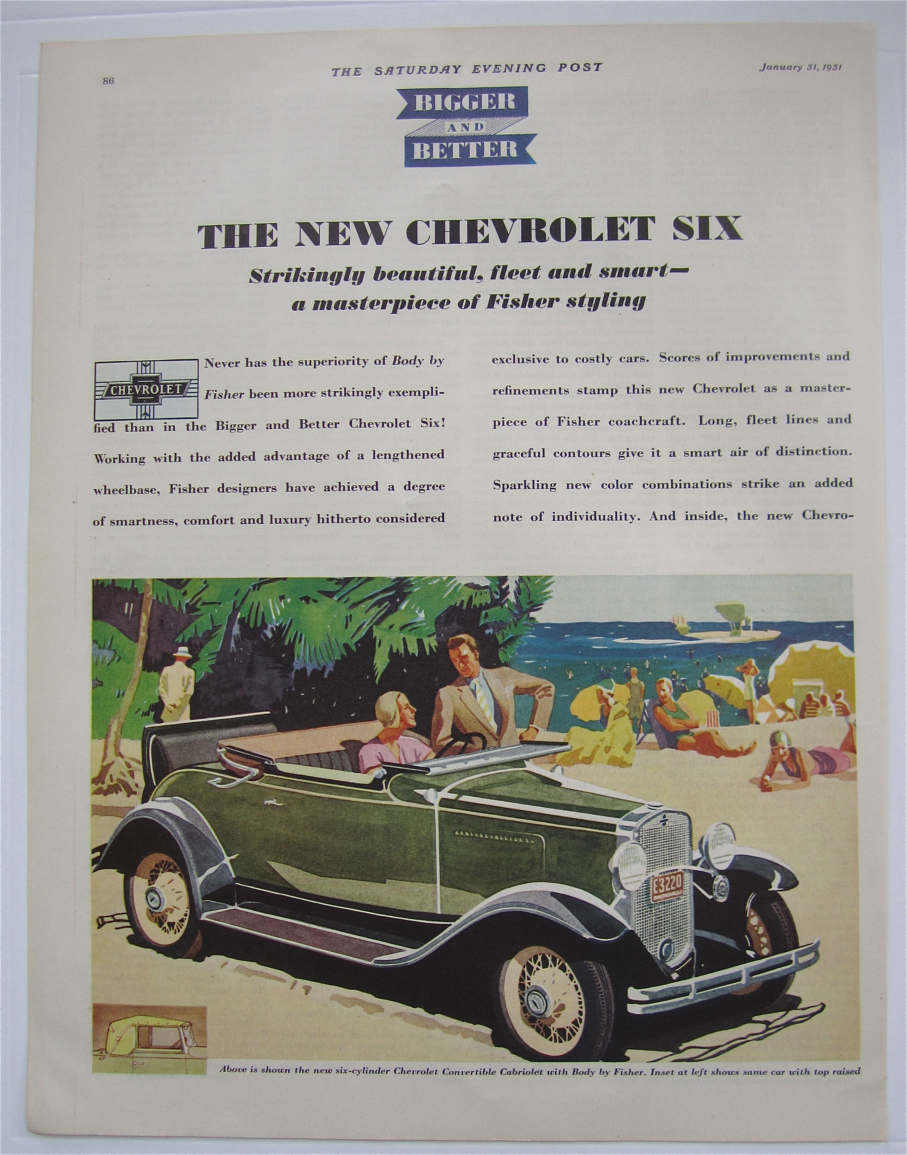 1931 New Chevrolet Six w/Chevy Convertible Cabriolet