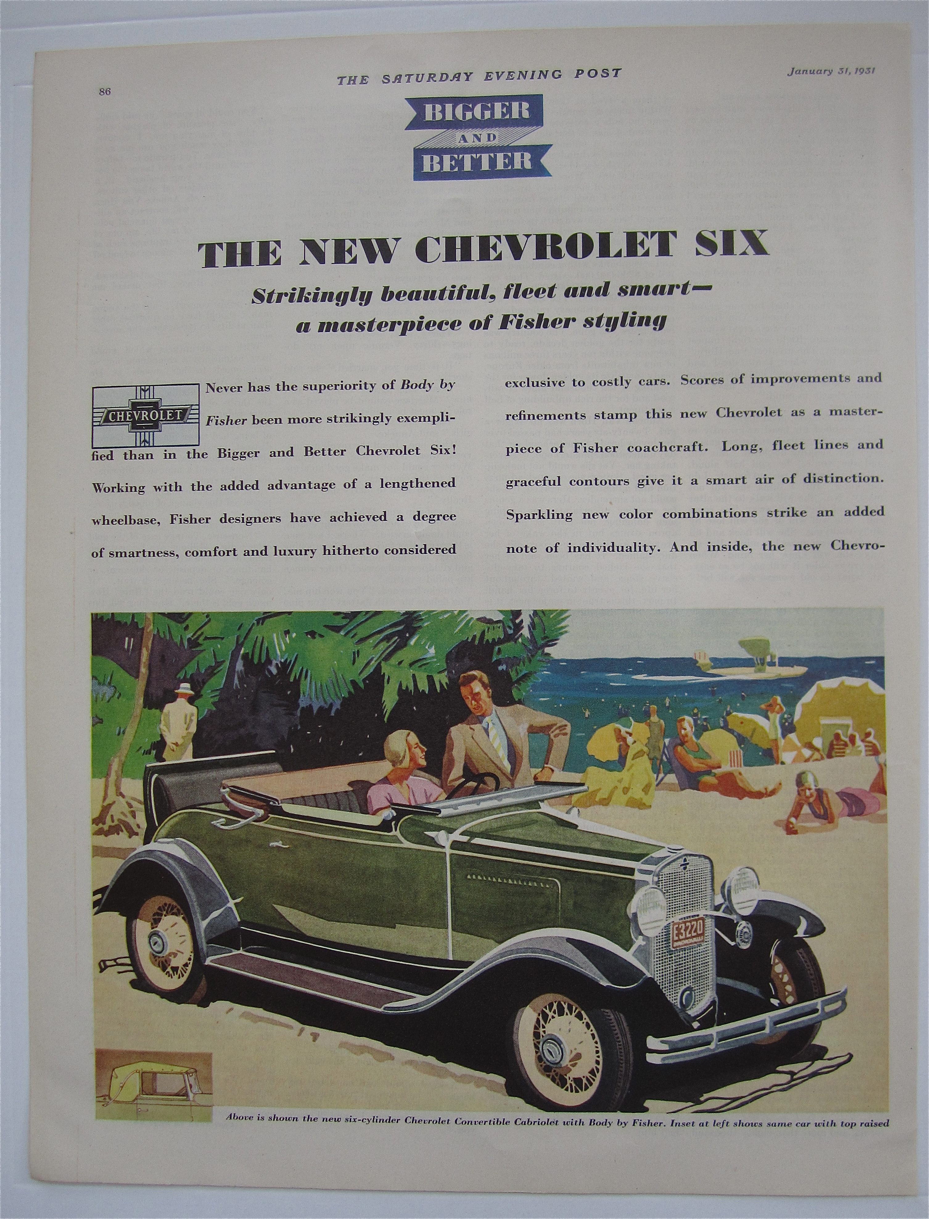1931 New Chevrolet Six w/Chevy Convertible Cabriolet