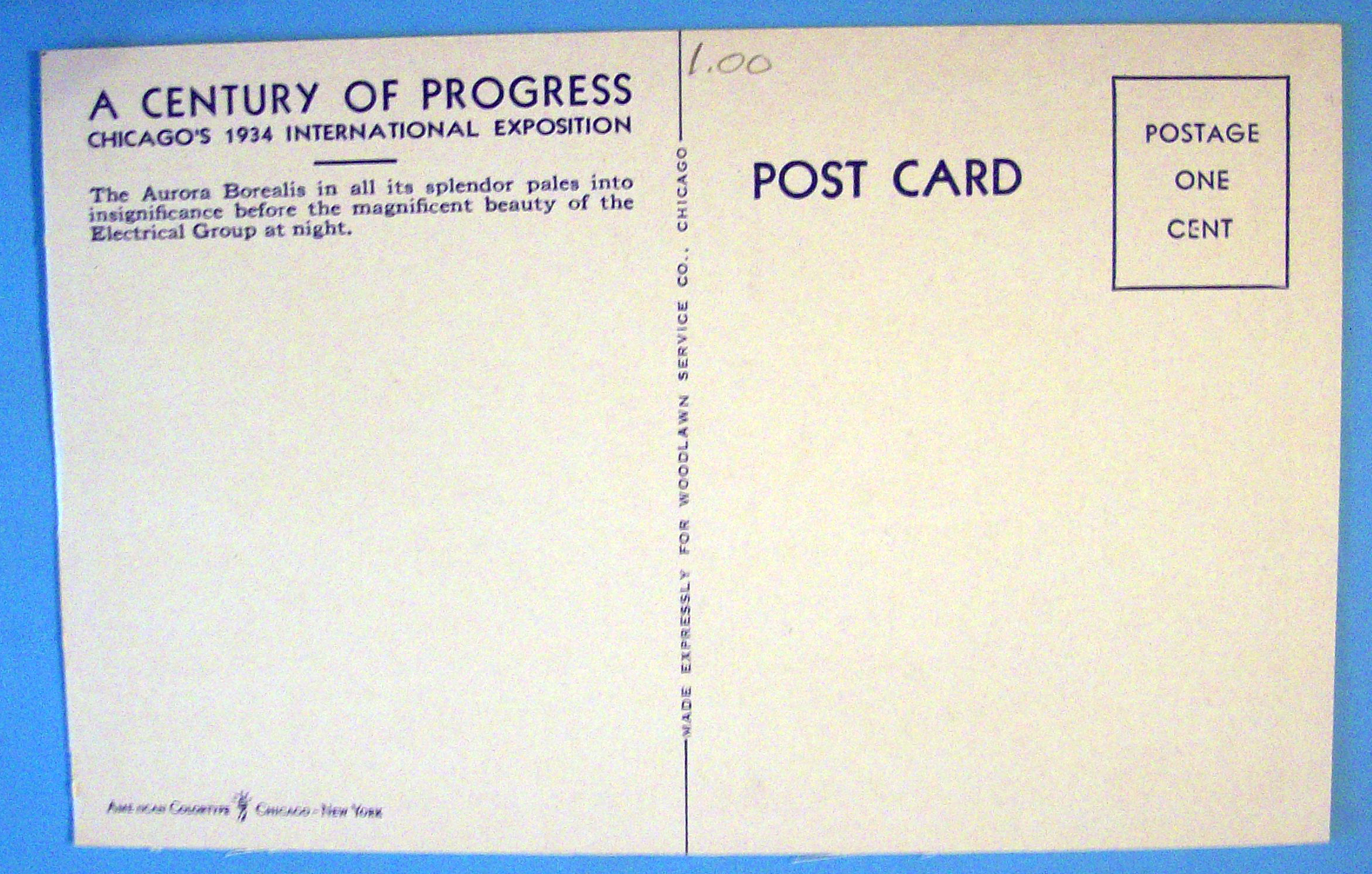 Electrical Group At Night Postcard-Century Of Progress