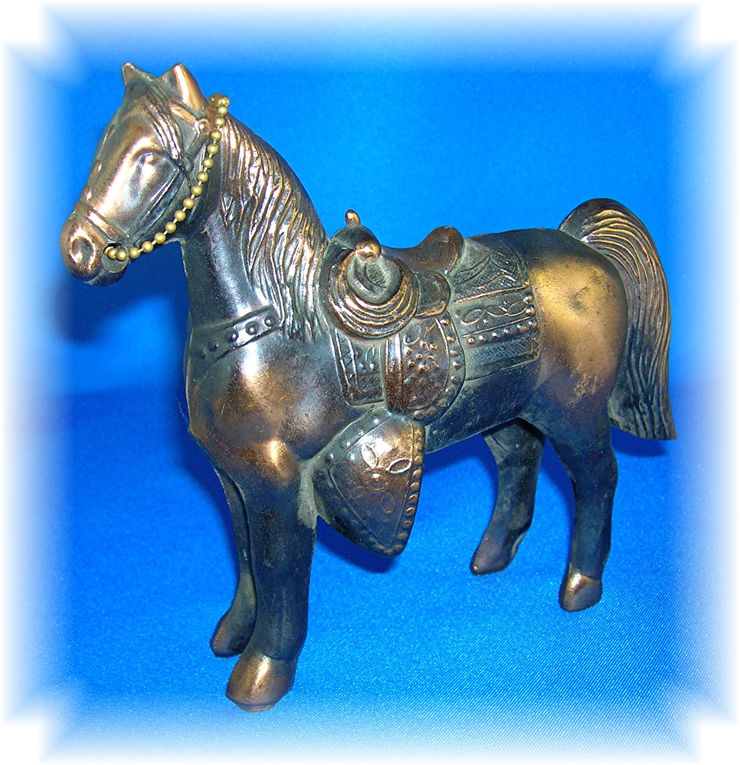 Vintage Circa 1950 Bronze Western Saddle Horse Statue..
