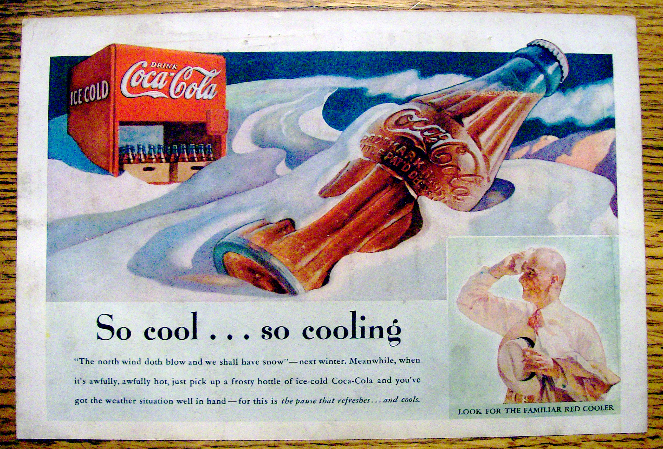 1937 Coca-Cola (Coke) with Bottle Laying in the Snow