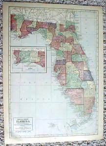 1911 Map of Georgia & Florida