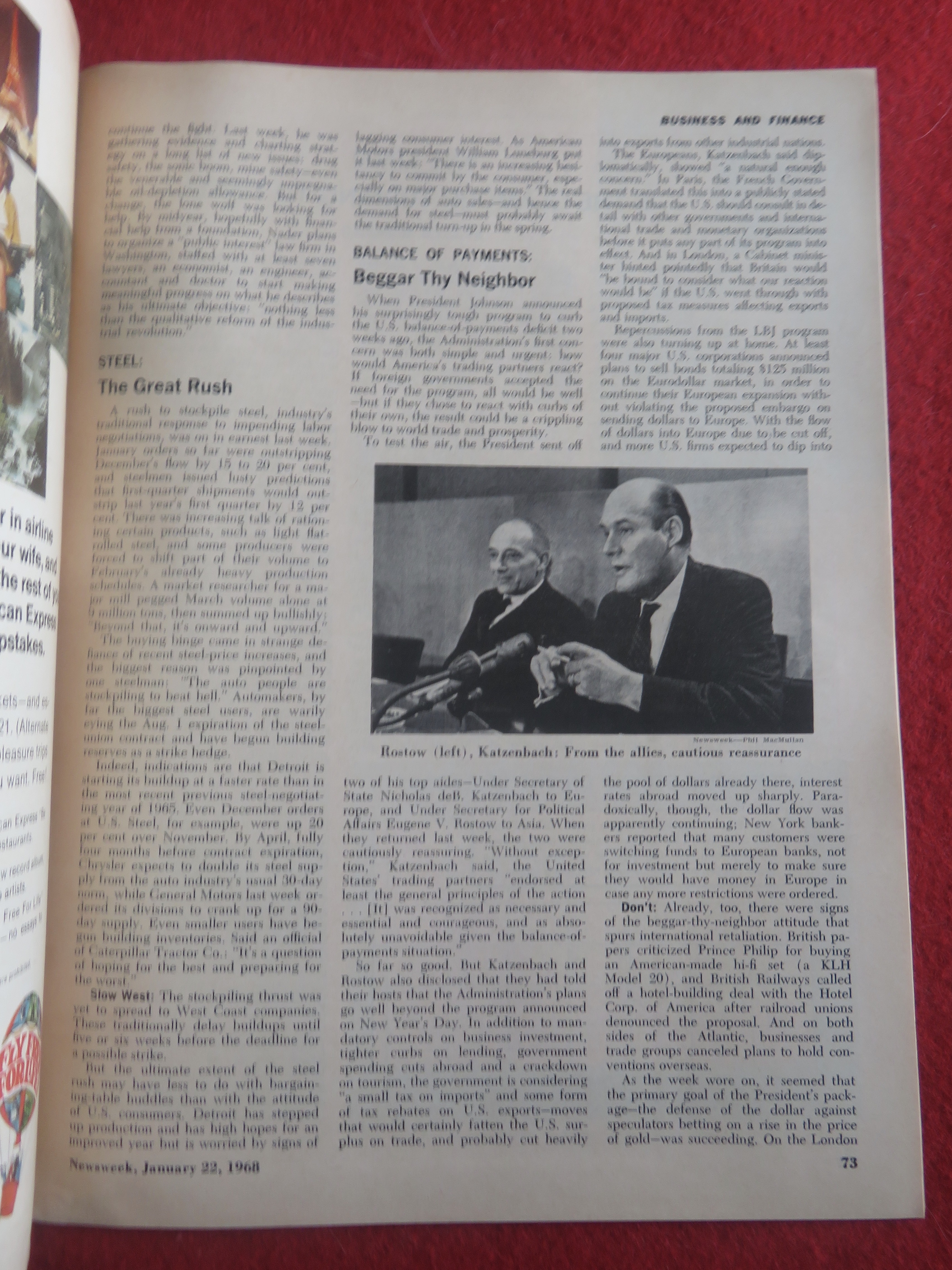 Newsweek Magazine January  22, 1968 Ralph Nader