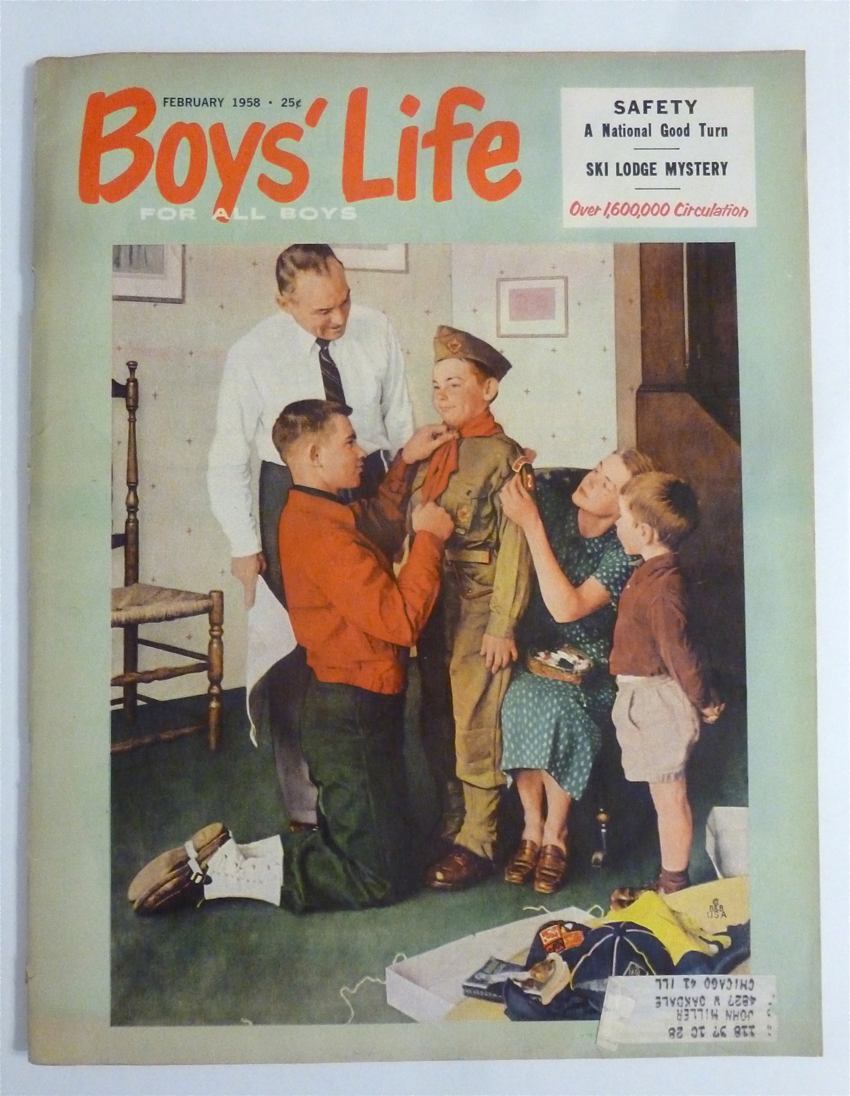Boys' Life Magazine February 1958 Norman Rockwell Cover