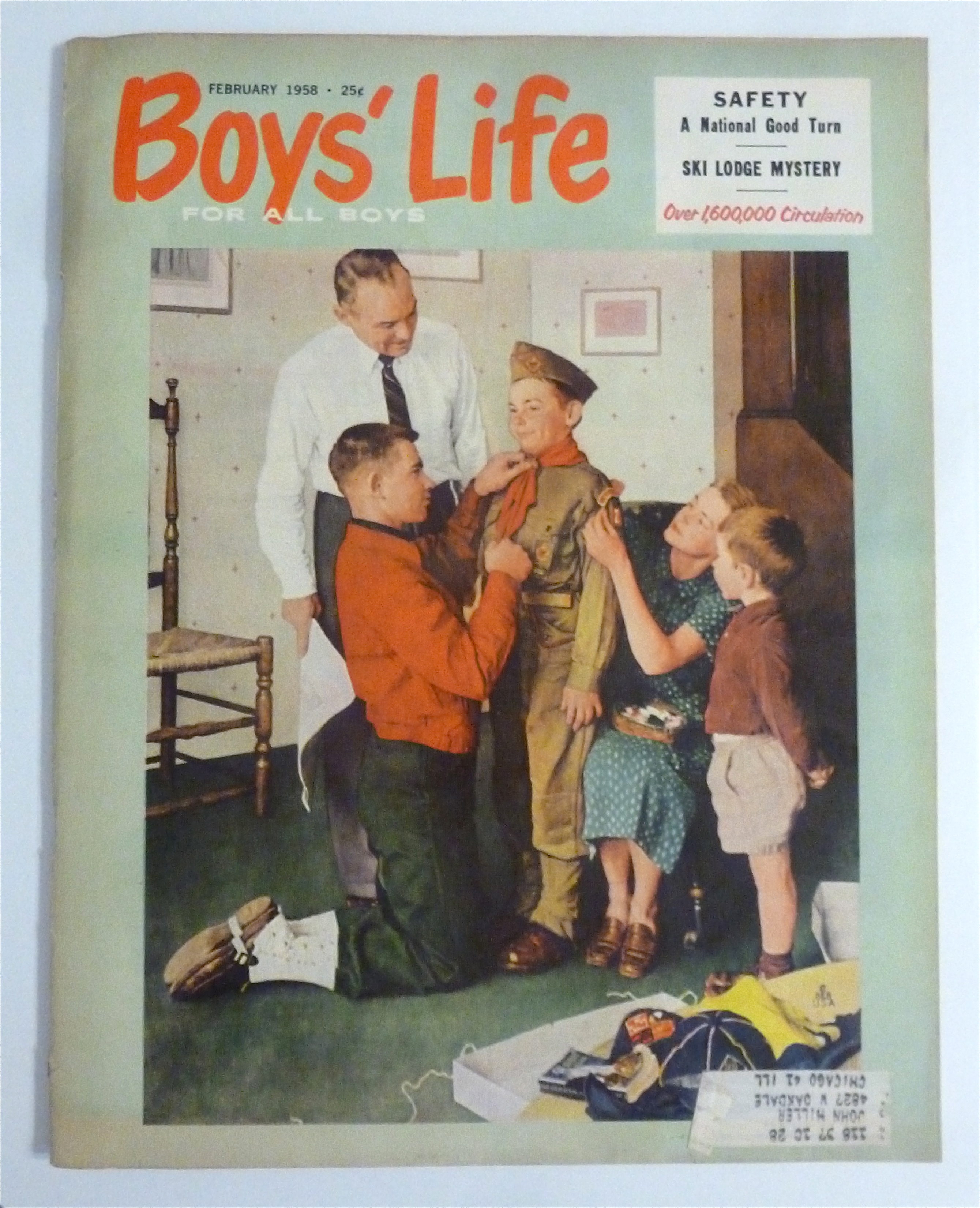 Boys' Life Magazine February 1958 Norman Rockwell Cover