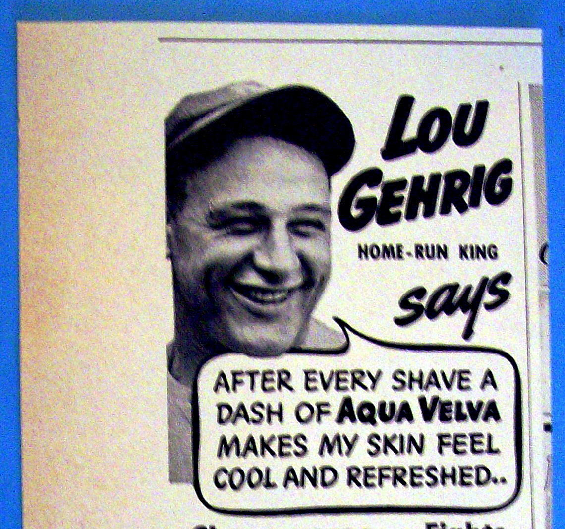 1937 Williams Aqua Velva w/Baseball's Lou Gehrig