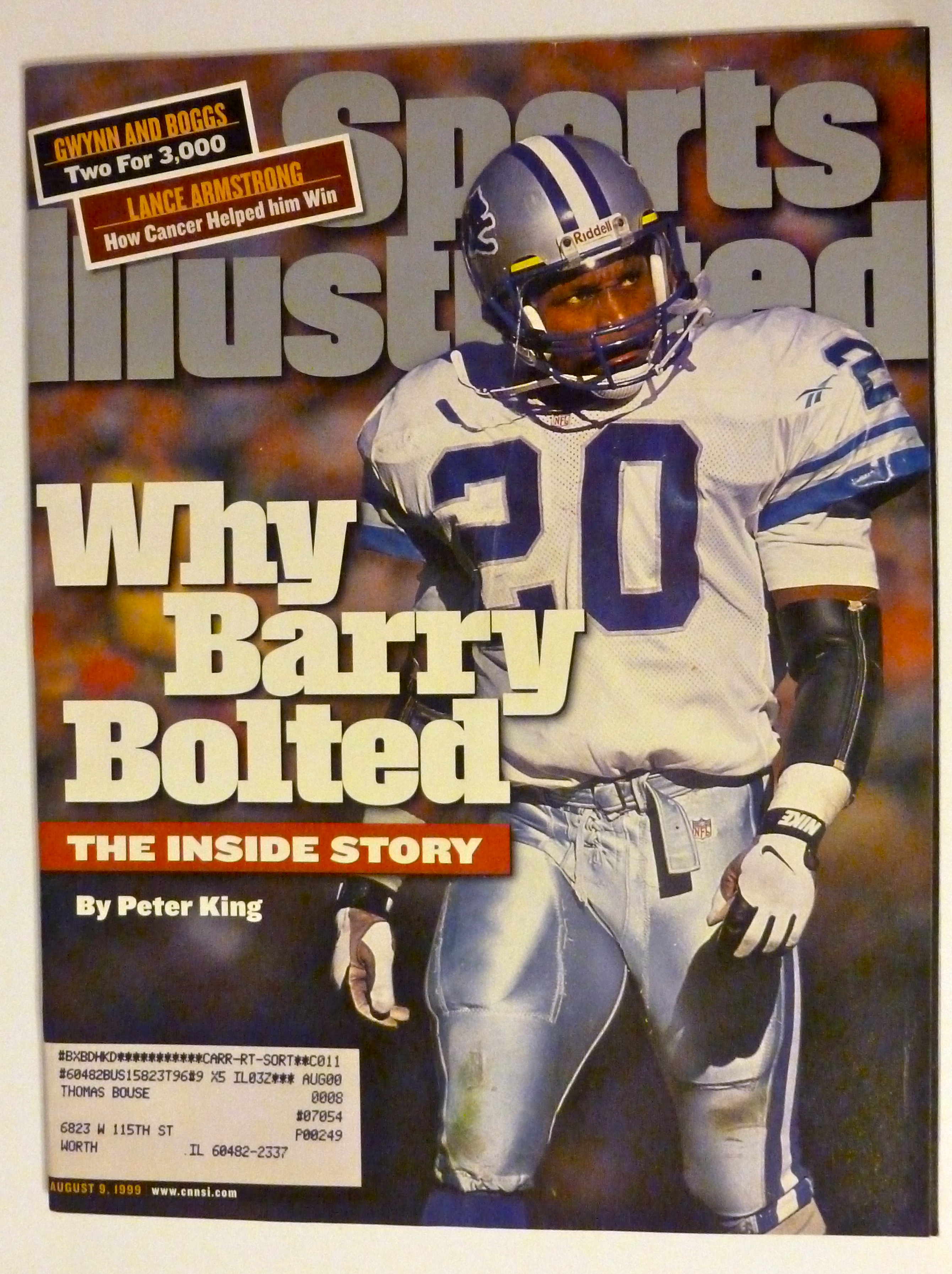 Sports Illustrated Magazine August 9, 1999 Barry Bolted