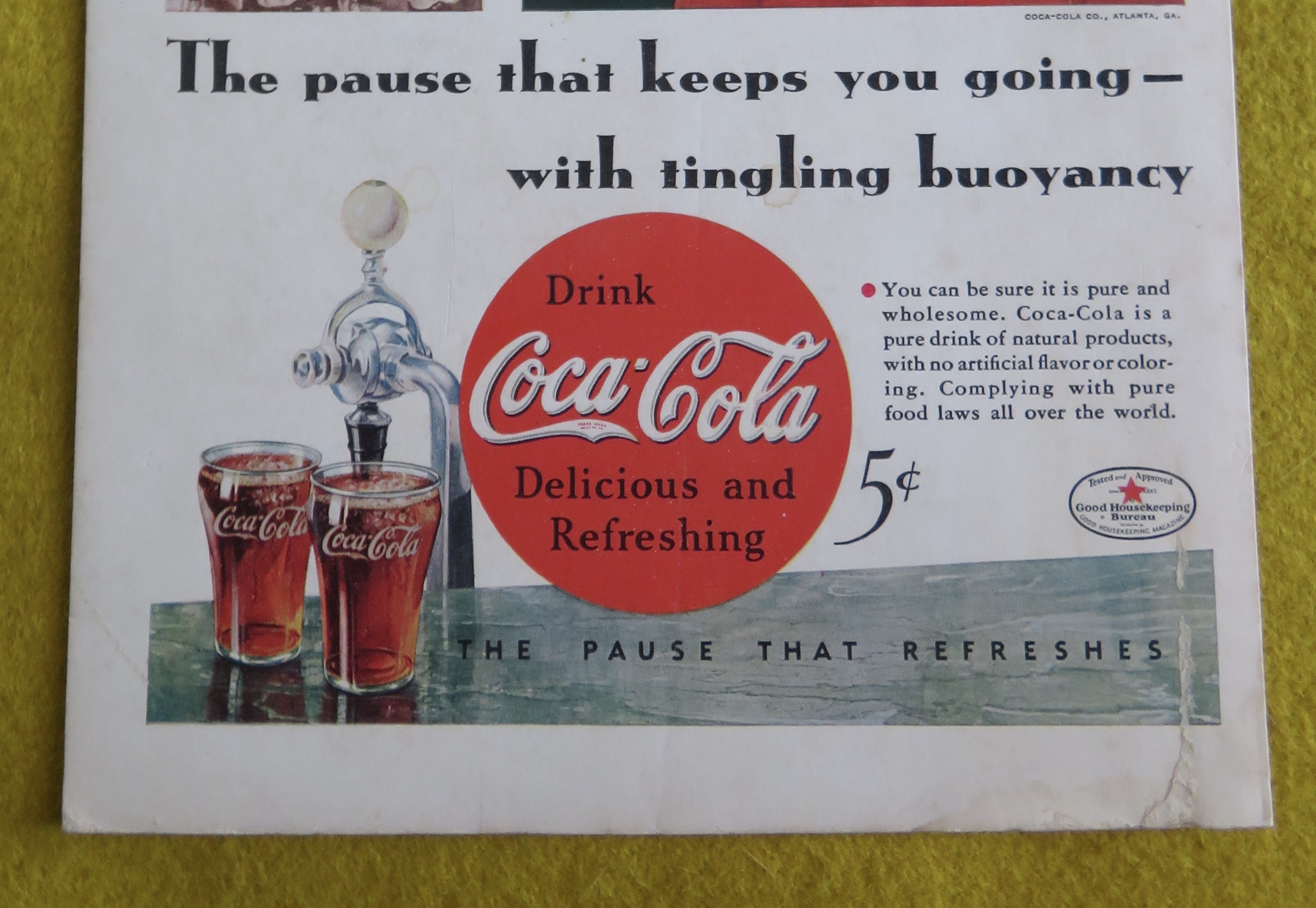 1934 Coca Cola (Coke) with Santa Claus Holding Glass