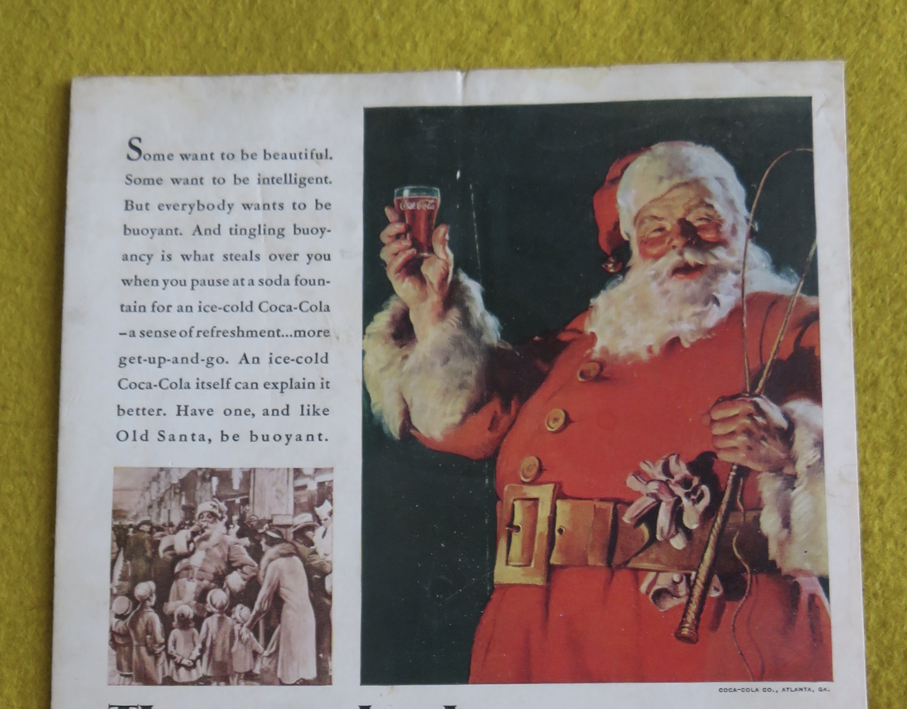 1934 Coca Cola (Coke) with Santa Claus Holding Glass