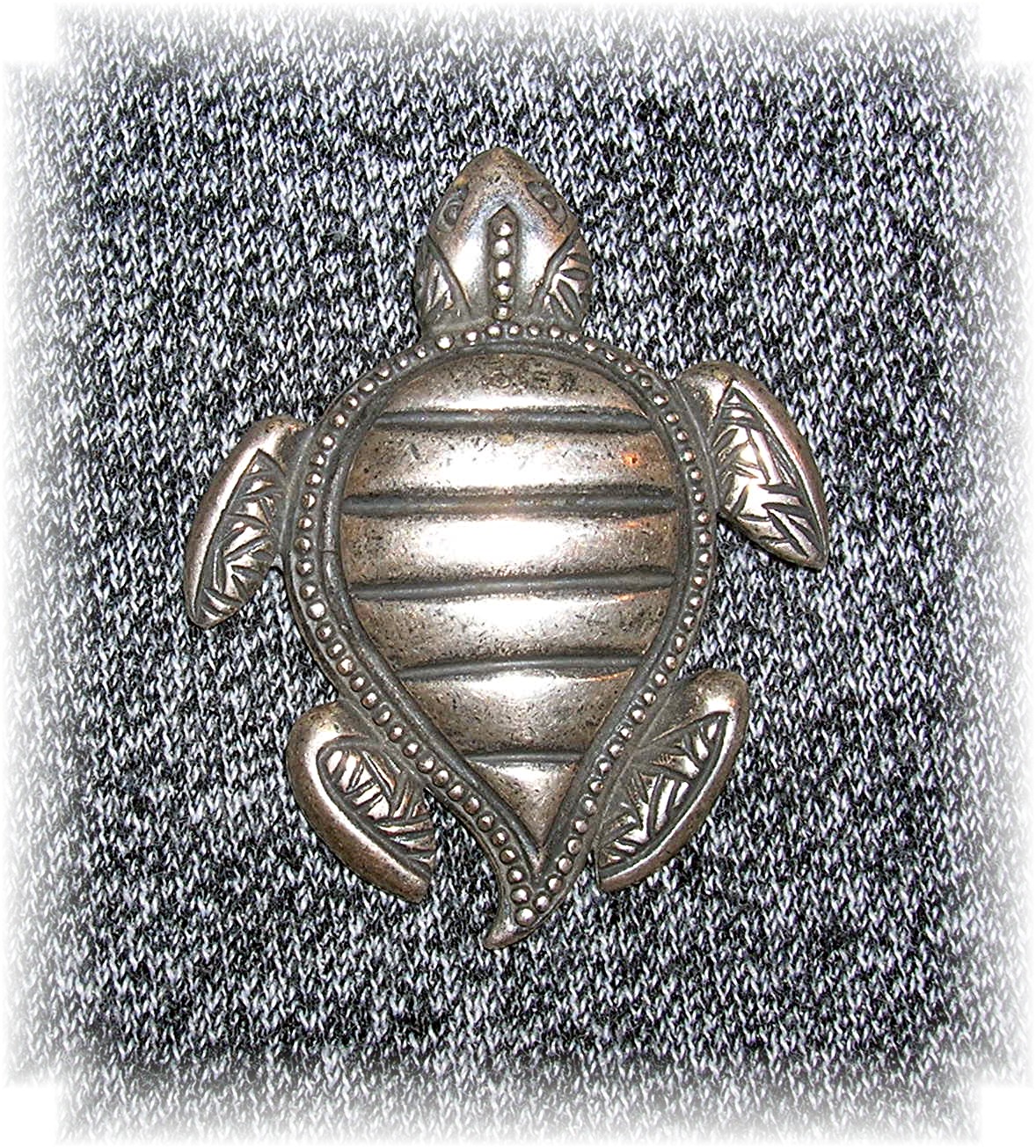 Silver Turtle Brooch Pin