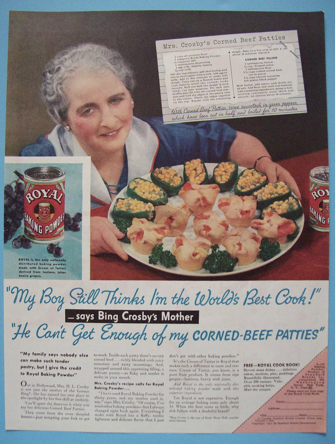 1937 Royal Baking Powder with Bing Crosby's Mom
