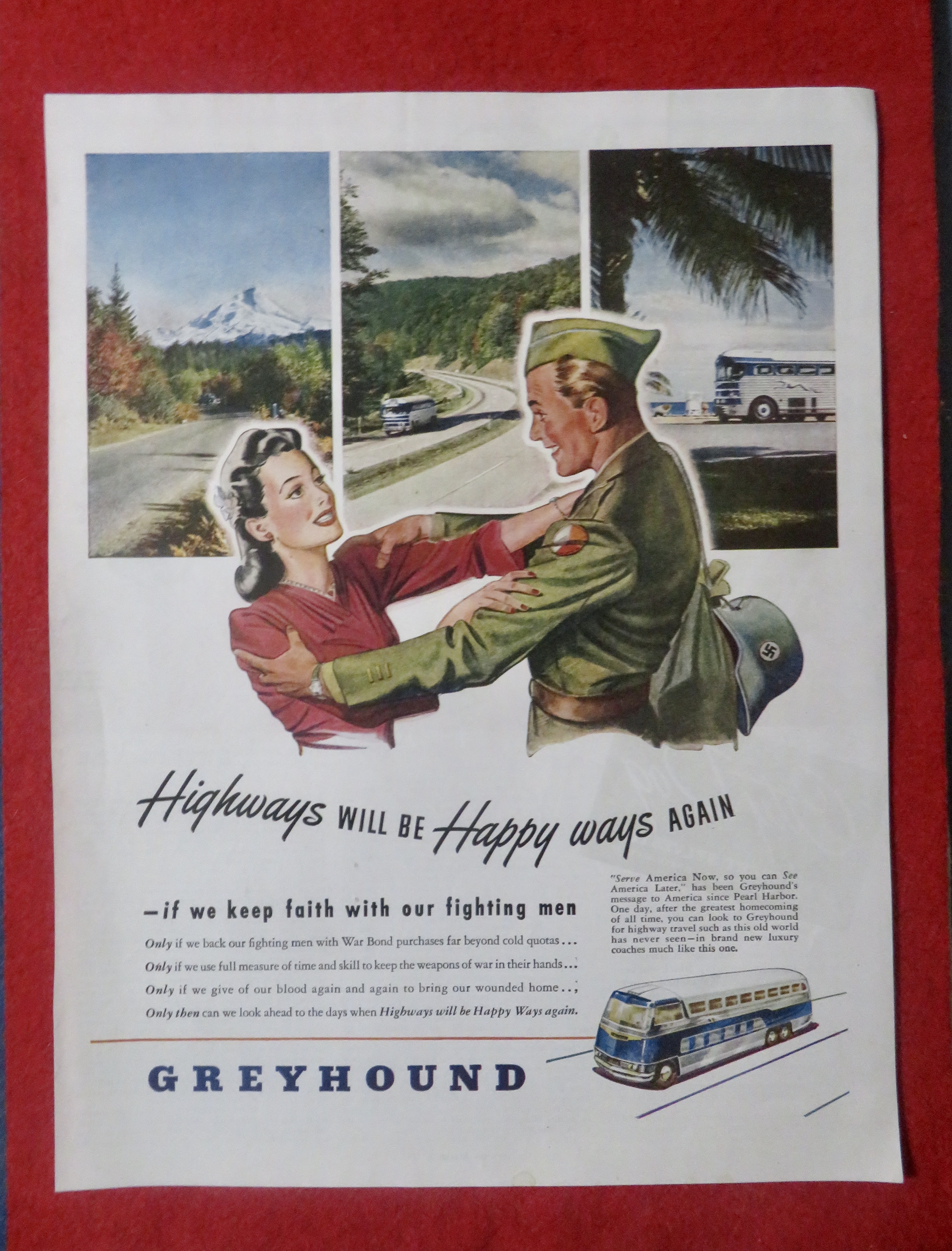 1948 Greyhound with Woman Welcoming Soldier Home