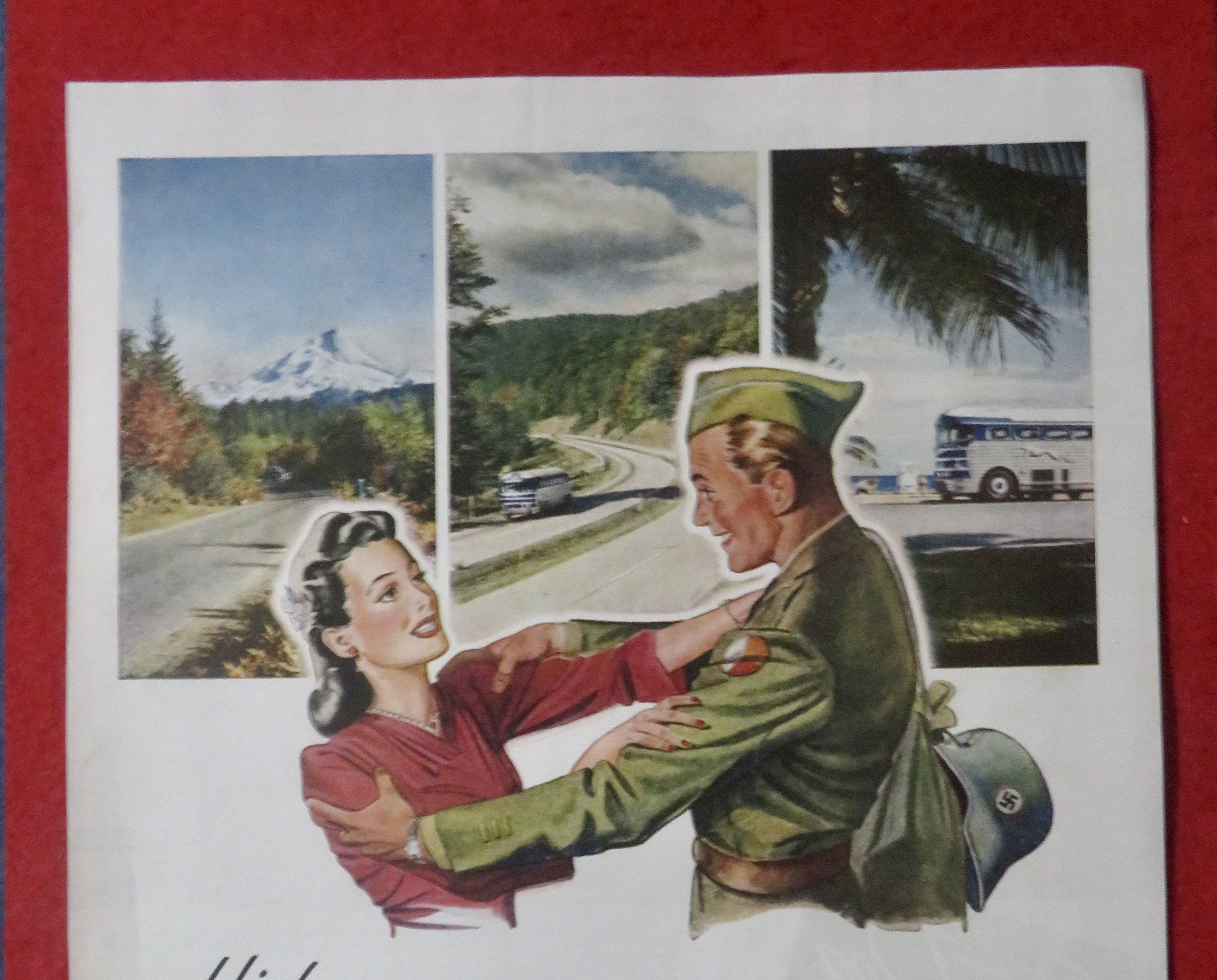 1948 Greyhound with Woman Welcoming Soldier Home