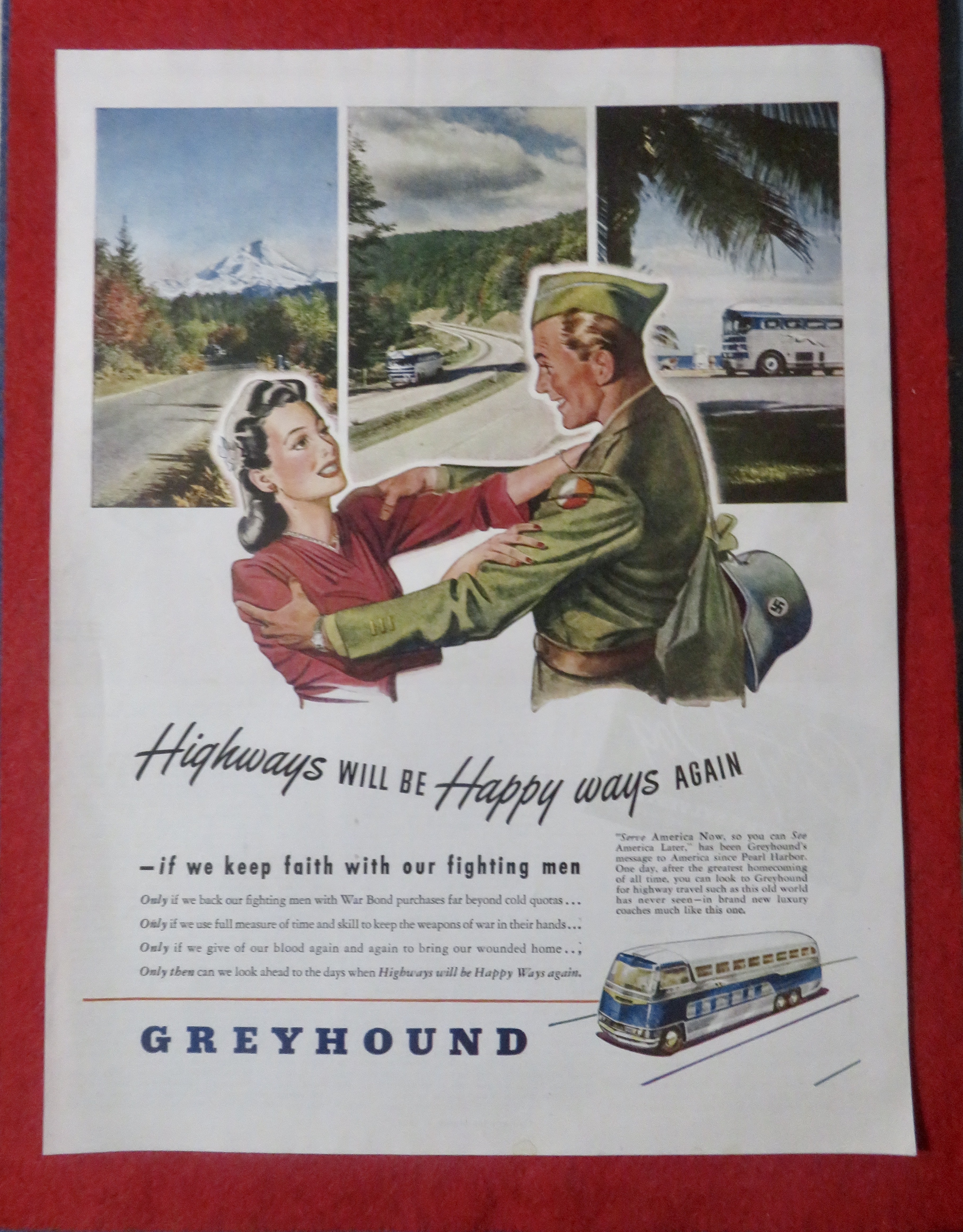 1948 Greyhound with Woman Welcoming Soldier Home