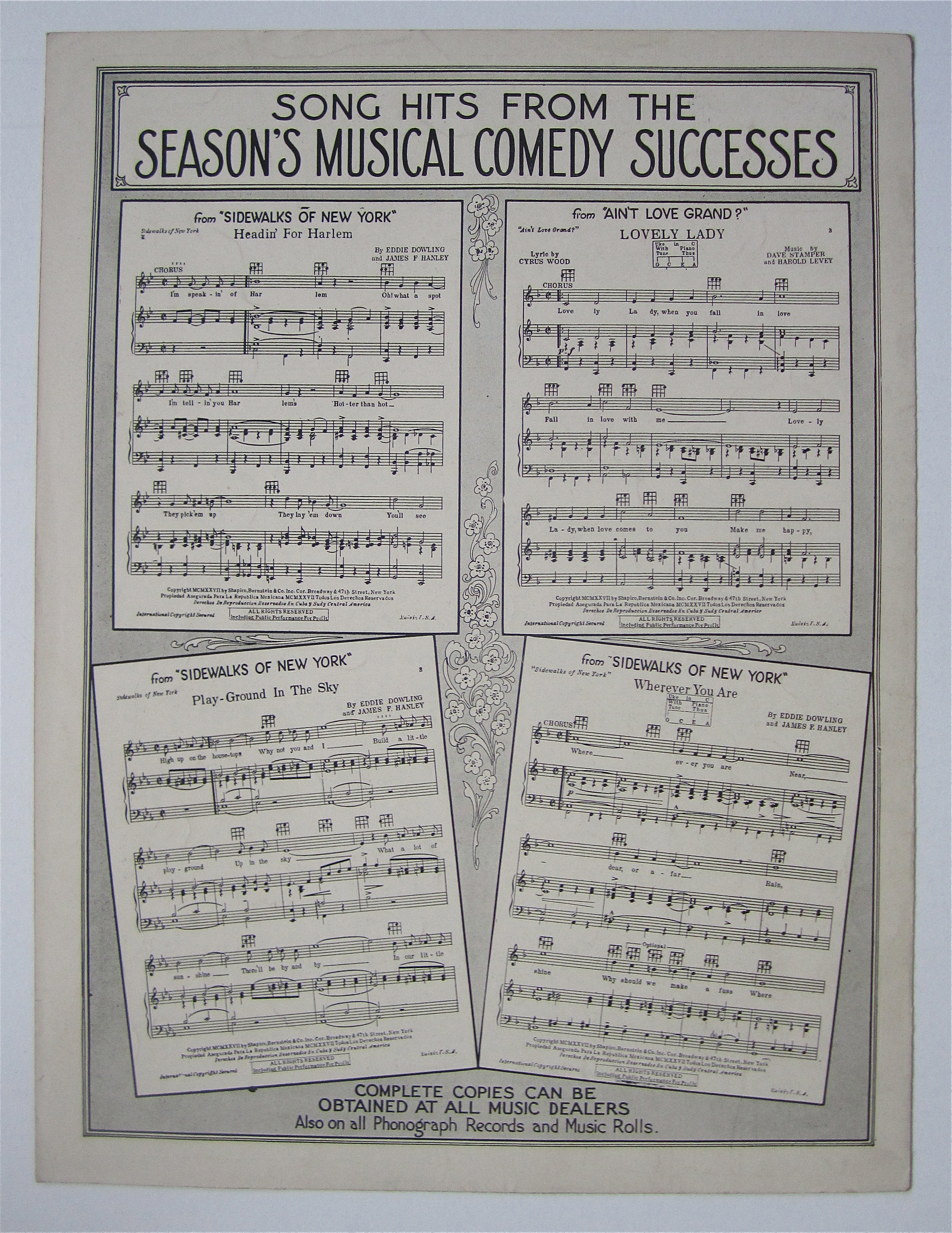 Sheet Music 1927 Lovely Lady