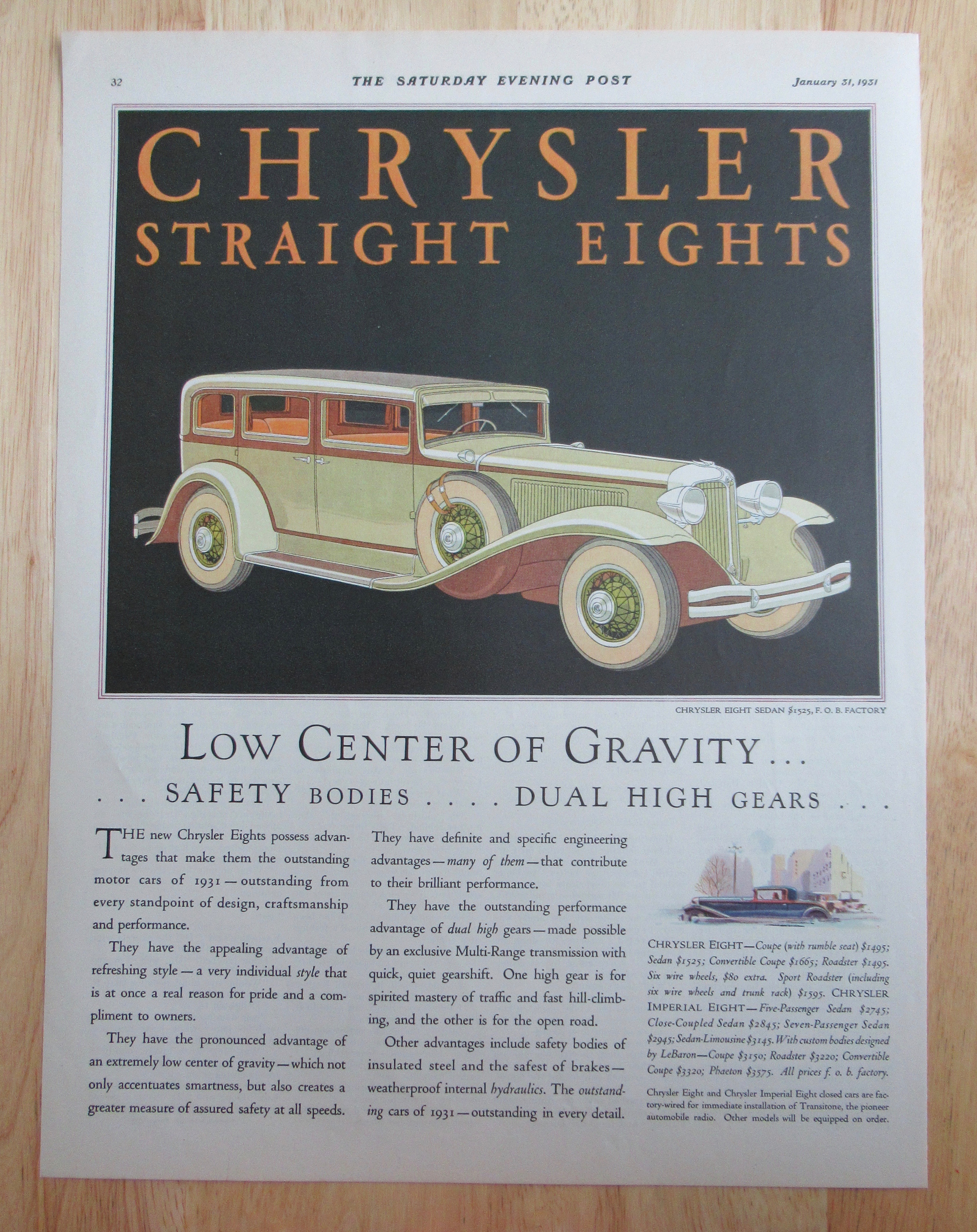 1931 Chrysler Automobile with Chrysler Eight Sedan