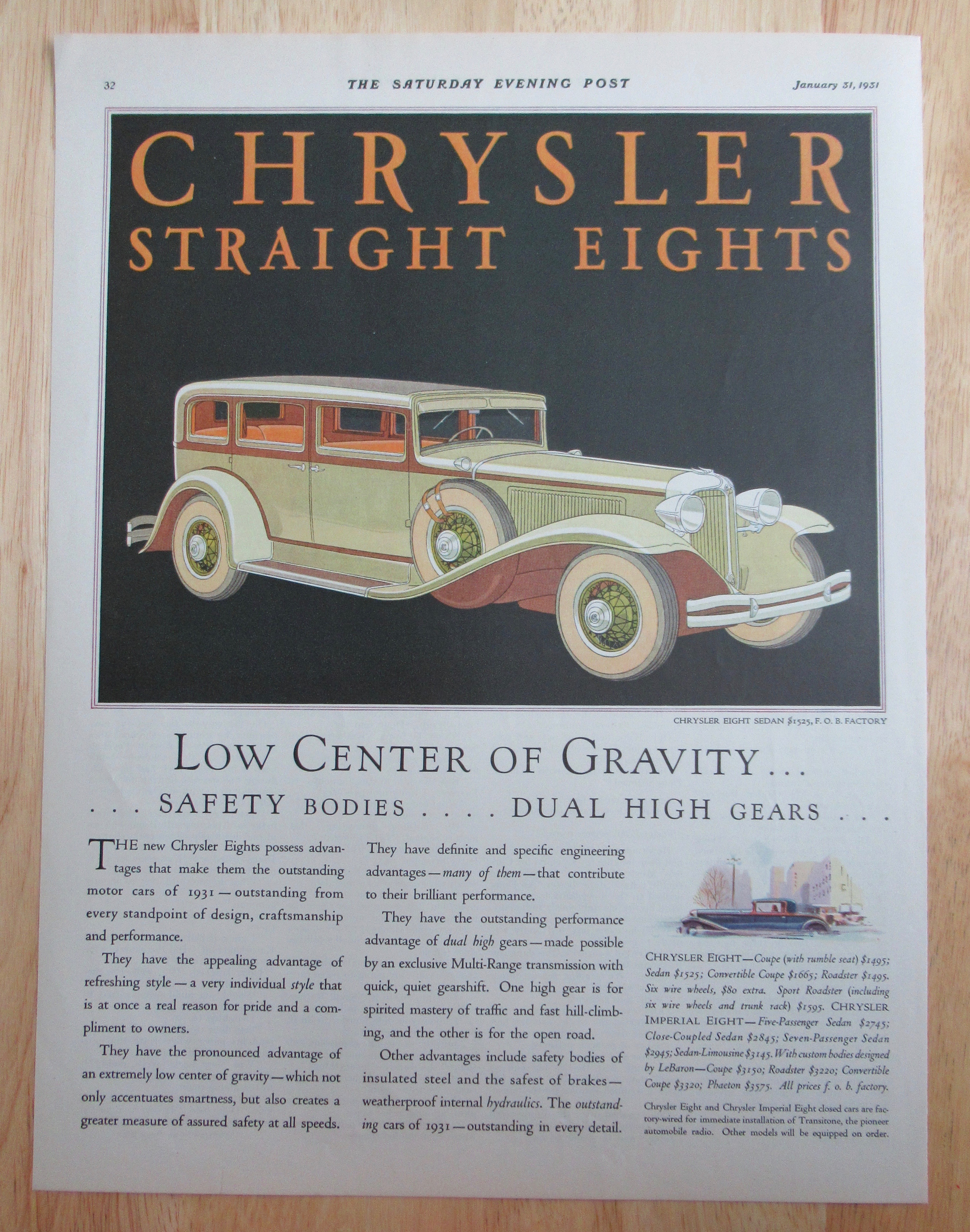1931 Chrysler Automobile with Chrysler Eight Sedan