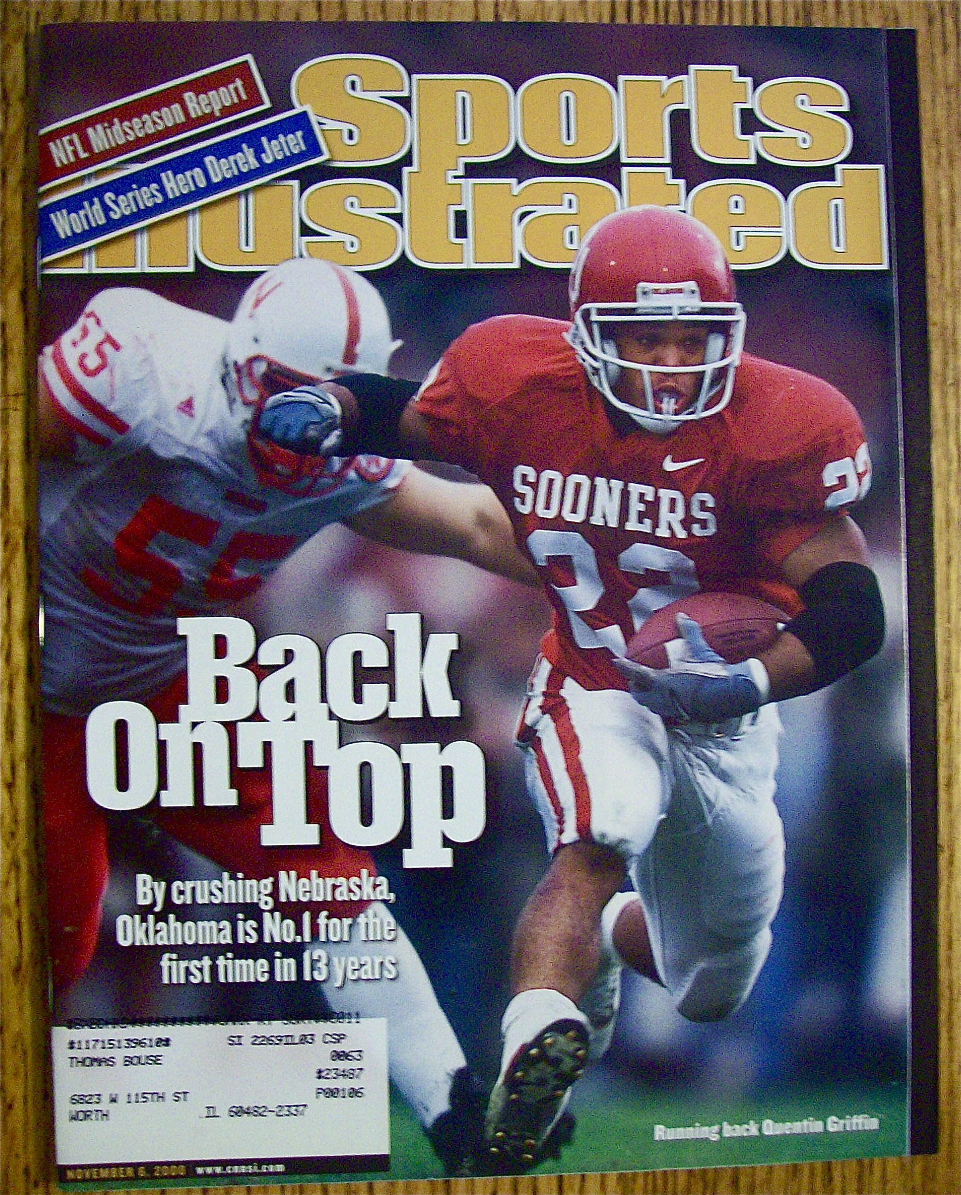 Sport Illustrated Magazine November 6, 2000 Quentin G