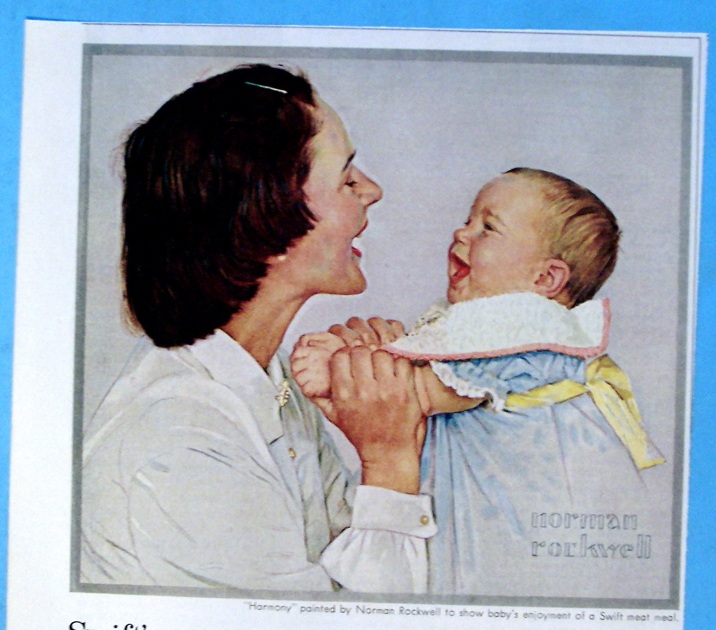 1956 Swift's Meats with Mom & Baby By Norman Rockwell