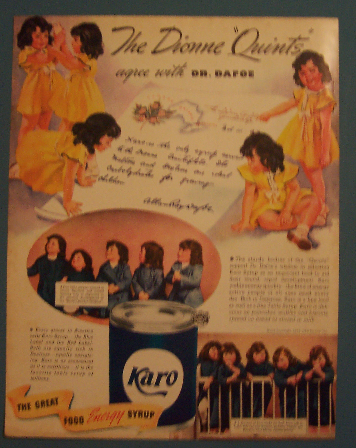 1937 Karo Syrup with The Dionne Quints