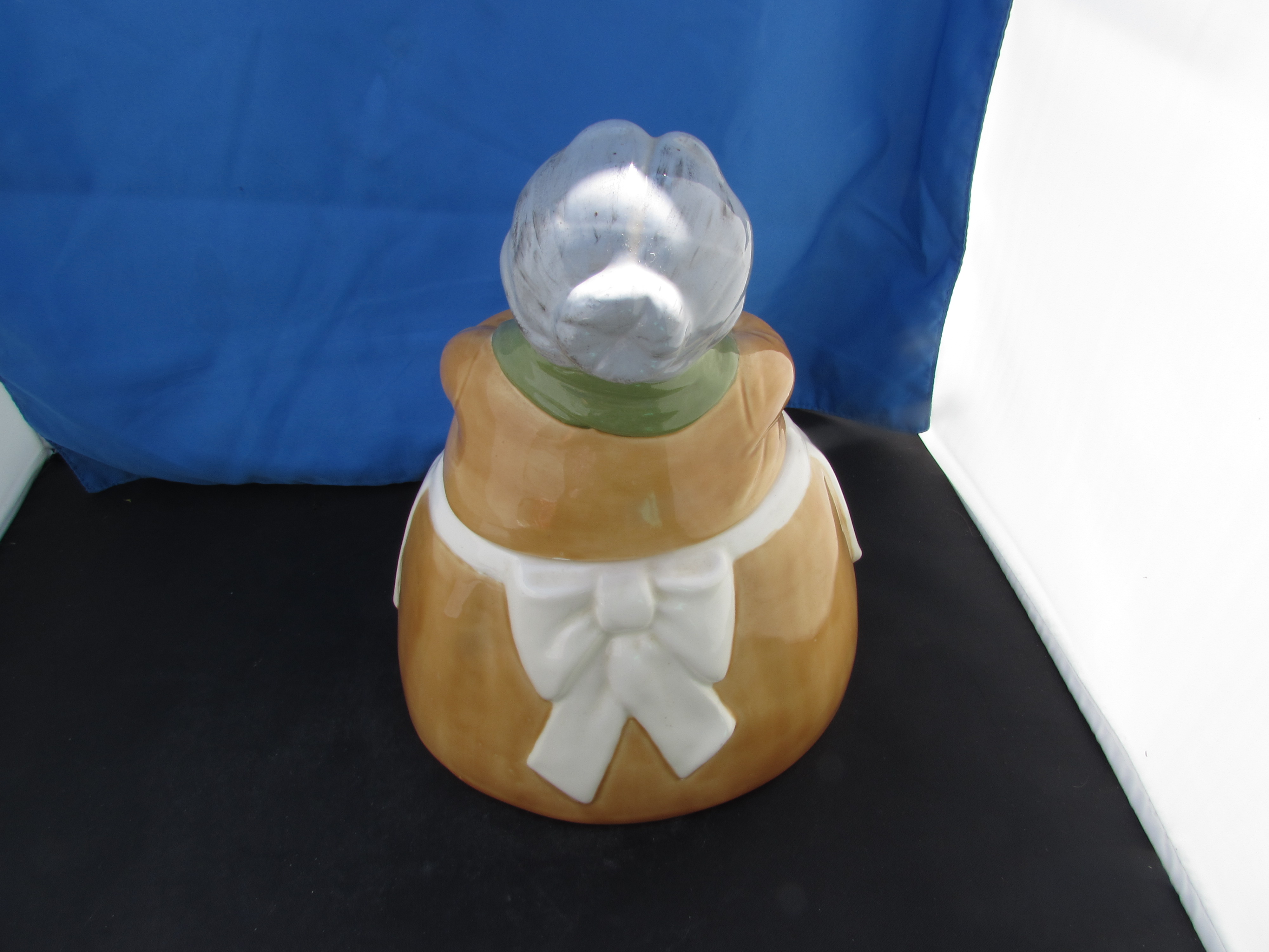 Vintage Granny Green Scarf Ceramic Cookie Jar 1960s