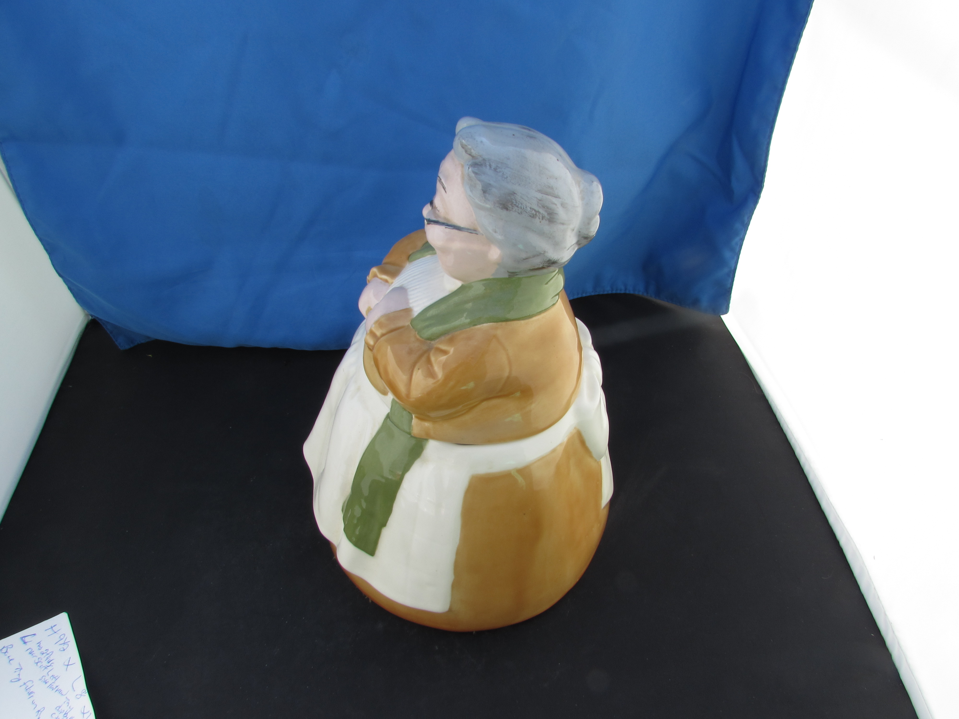 Vintage Granny Green Scarf Ceramic Cookie Jar 1960s