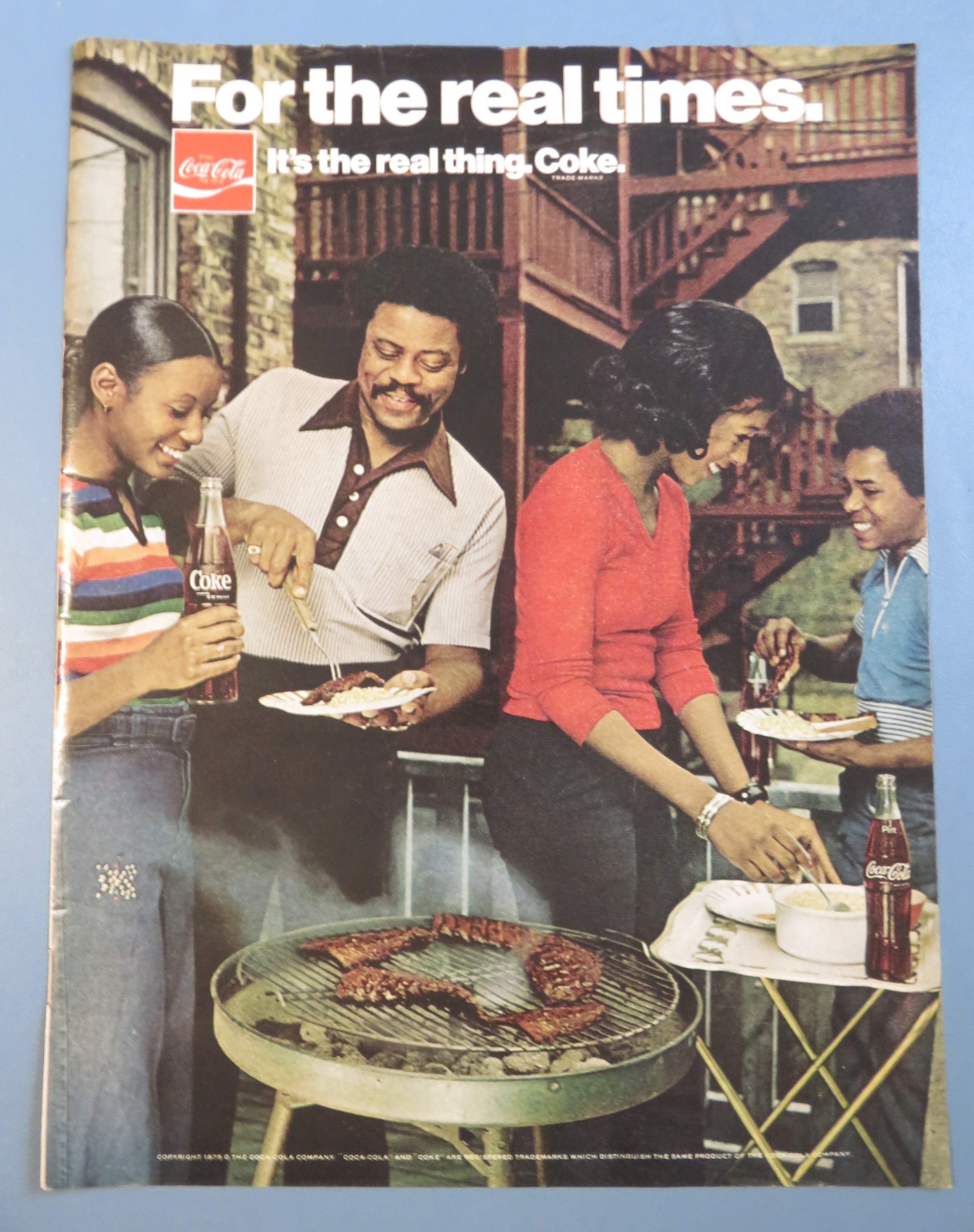 1975 Coca (Coke) Cola with Family Barbecuing