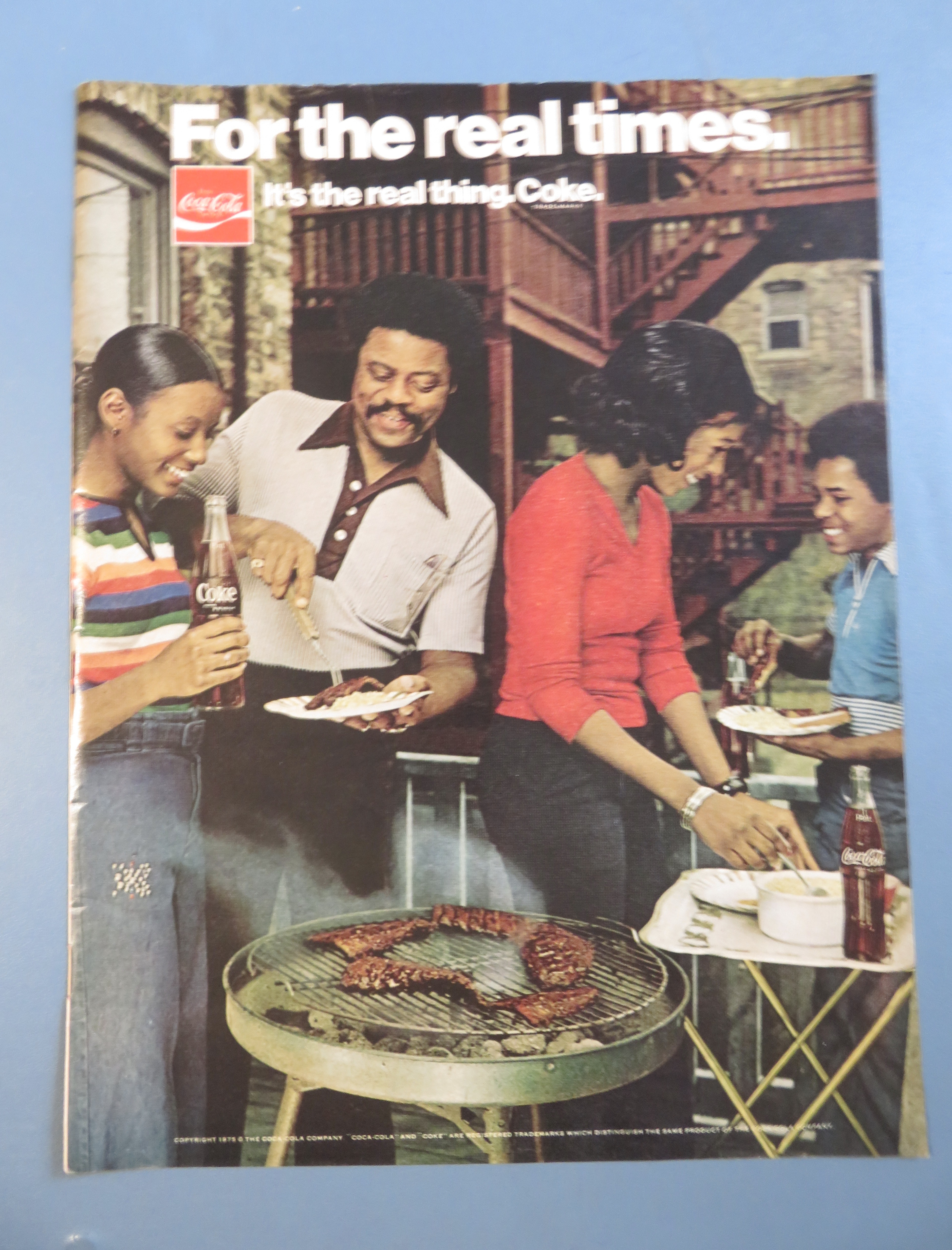 1975 Coca (Coke) Cola with Family Barbecuing