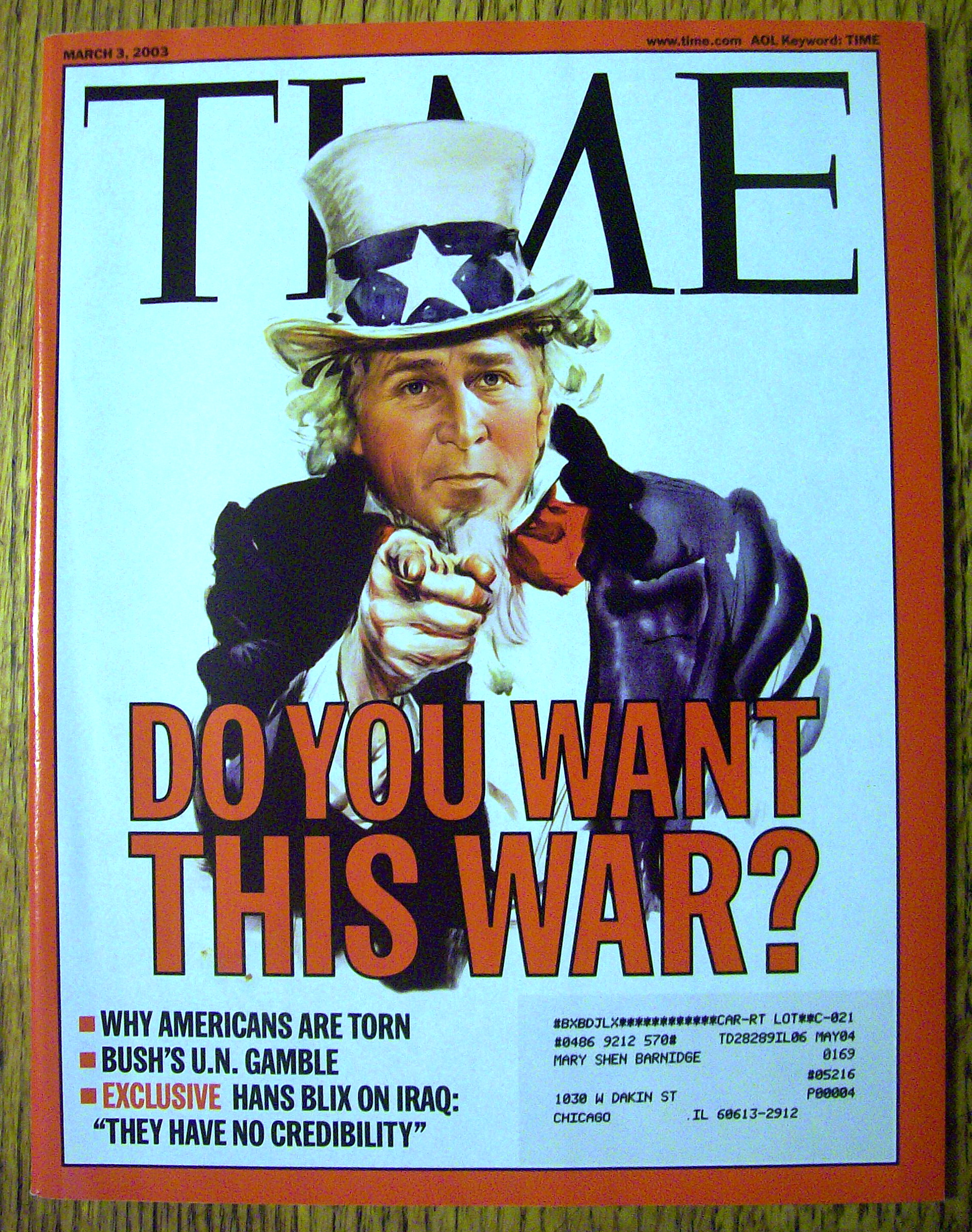 Time Magazine May 3, 2003 Do You Want This War?