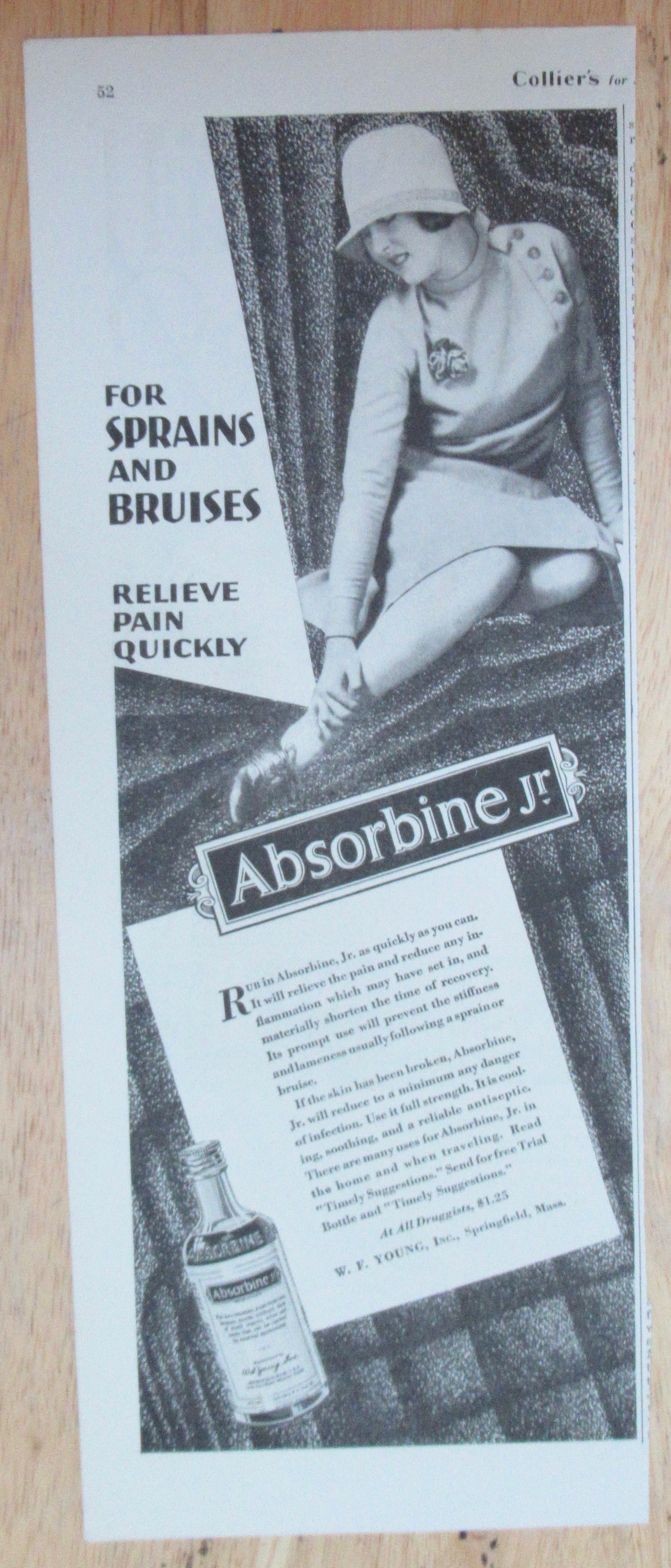 1929 Absorbine Jr with Woman Holding Her Ankle